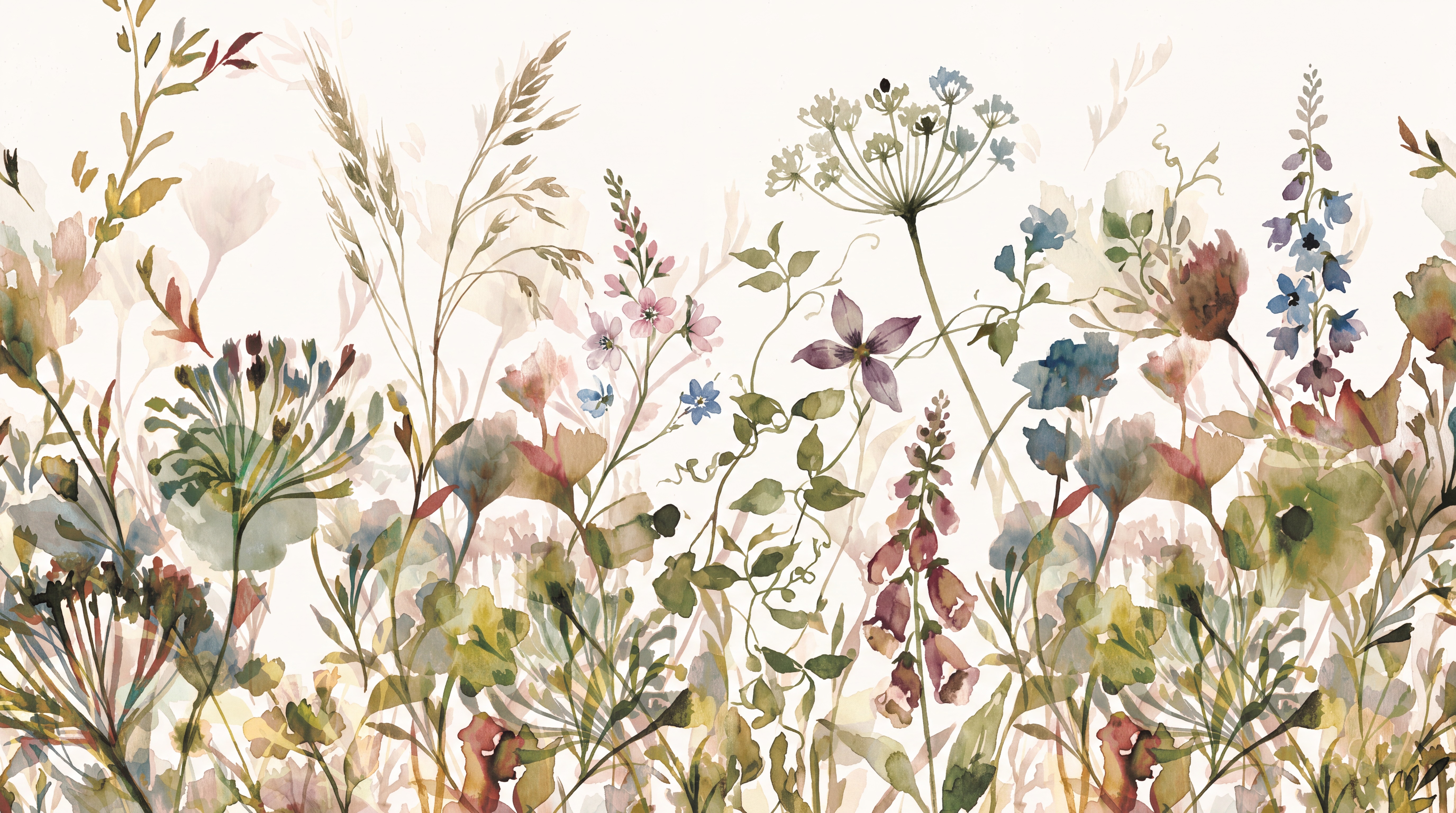 Pink Botanical Botanical Layered Wallpaper Mural, Peel-and-stick Finish