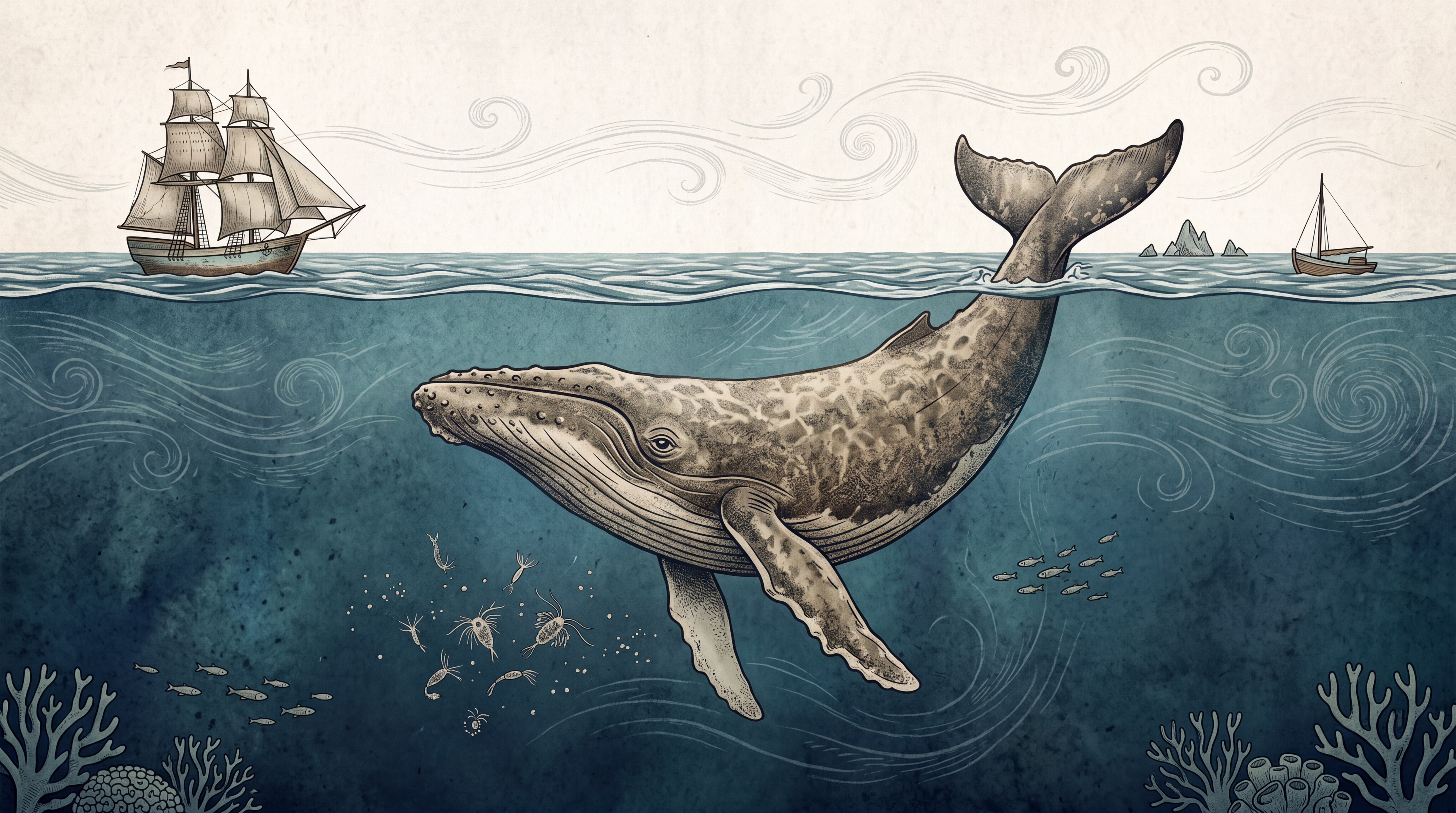 Teal Whale Wallpaper Mural, Peel-and-stick Finish