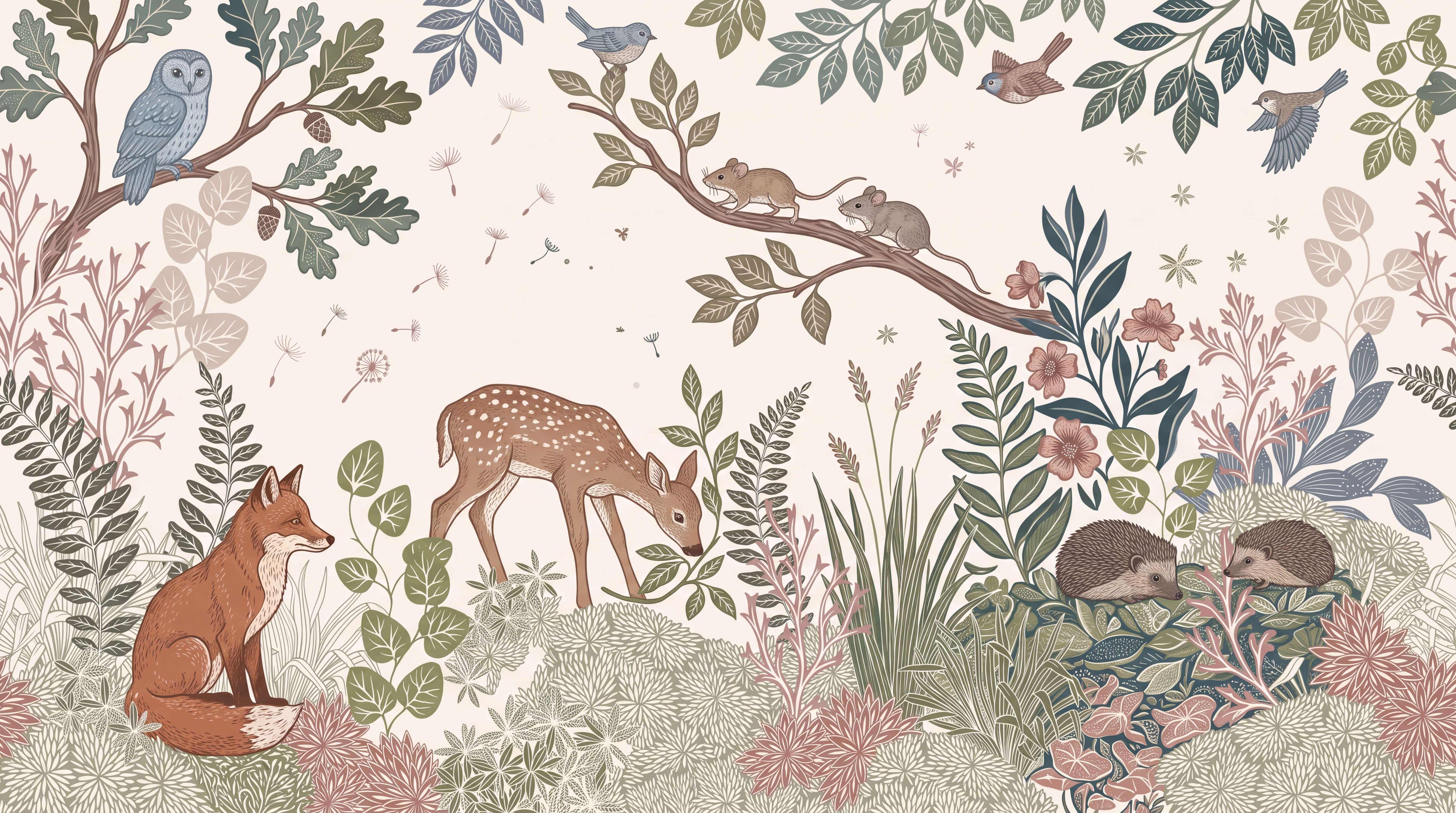 Sage Woodland Scenic Atmospheric Wallpaper Mural Home-office-wallpaper-murals, Peel-and-stick Finish
