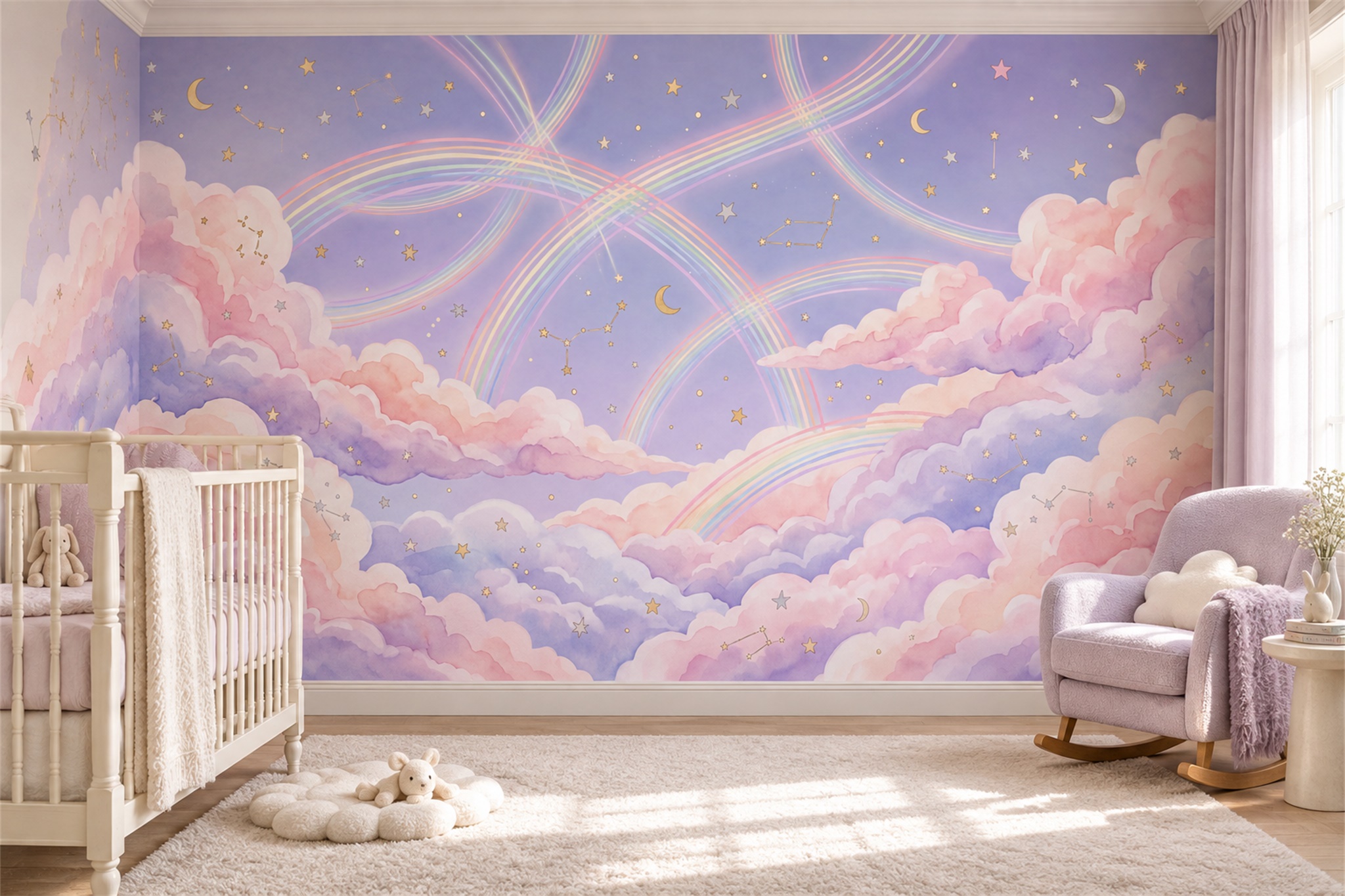 Pink Pattern Decorative Wallpaper Mural Layered Atmospheric Wallpaper Nursery-wallpaper-murals, Peel-and-stick Finish