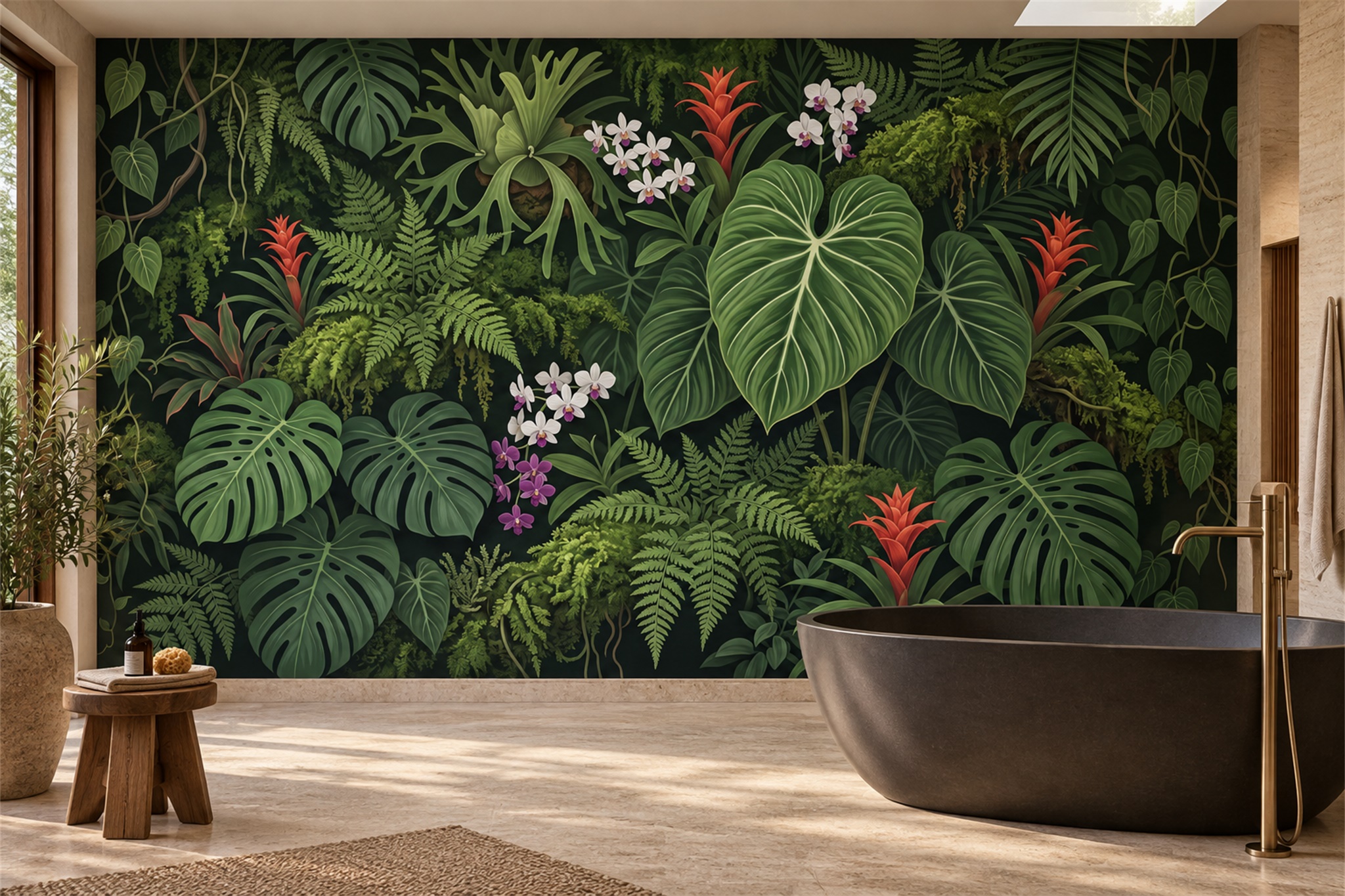 Green Pattern Decorative Wallpaper Mural Layered Textured Wallpaper Bathroom-wallpaper-murals, Peel-and-stick Finish