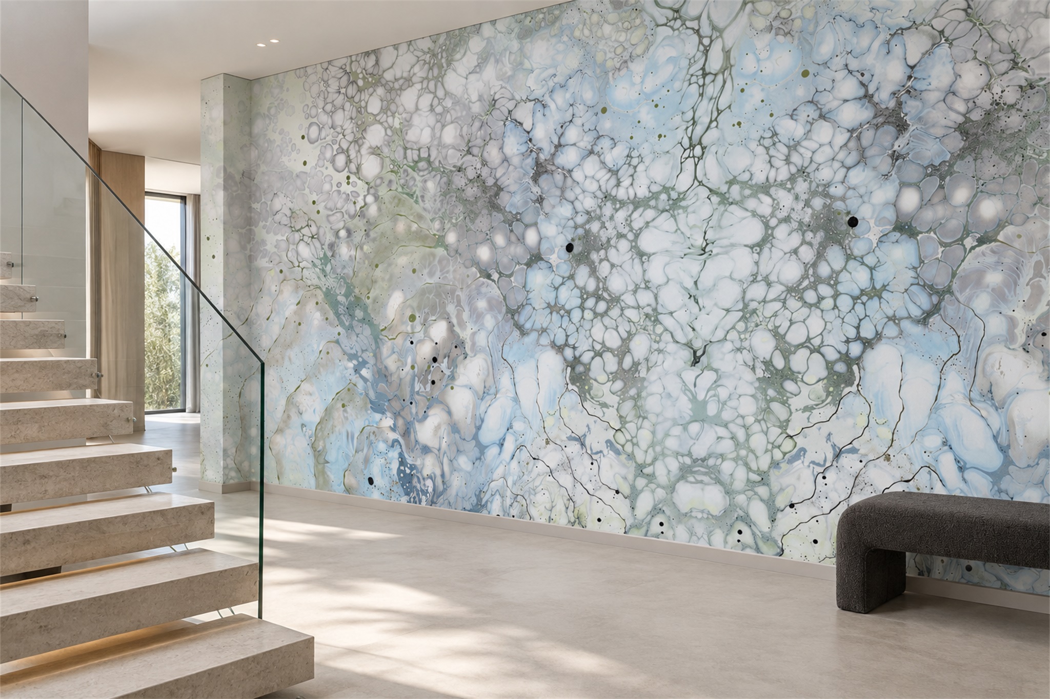 Aqua Marble Decorative Wallpaper Mural Home-office-wallpaper-murals, Peel-and-stick Finish