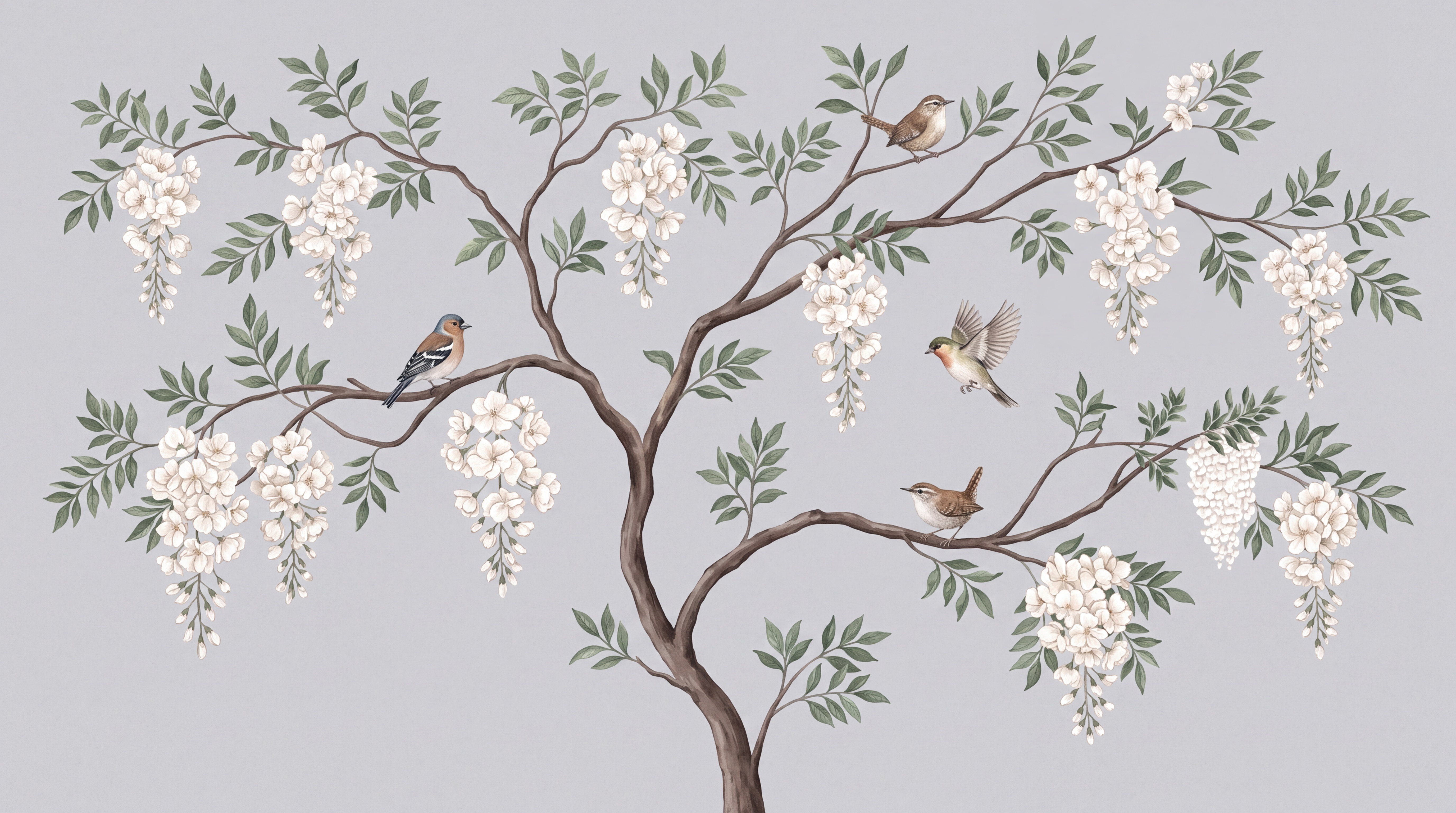 Grey Pattern Decorative Wallpaper Mural Layered Painterly Wallpaper Bedroom-wallpaper-murals, Peel-and-stick Finish