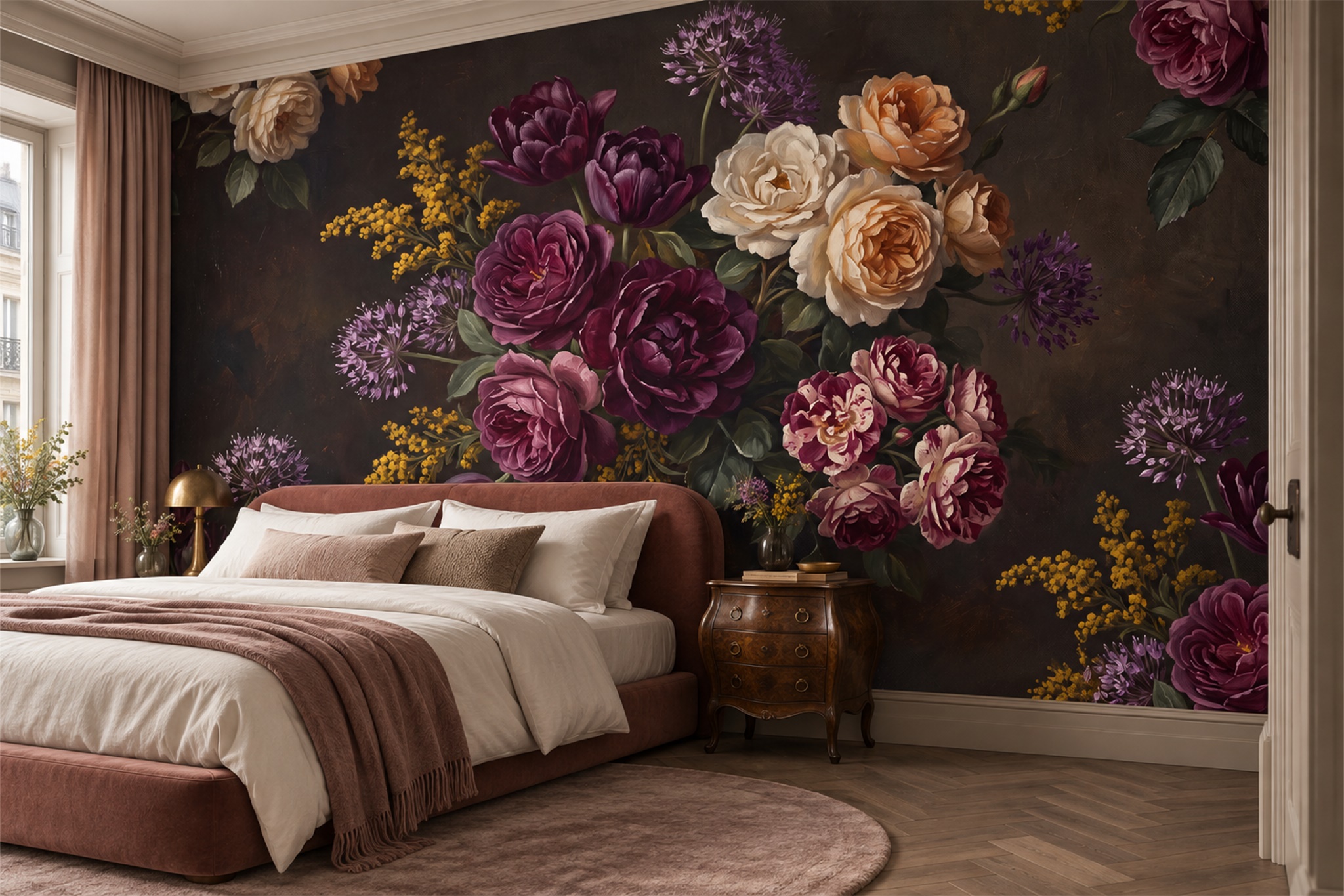 Neutral Vintage Artful Wallpaper Mural Accent-wall-wallpaper-murals, Peel-and-stick Finish
