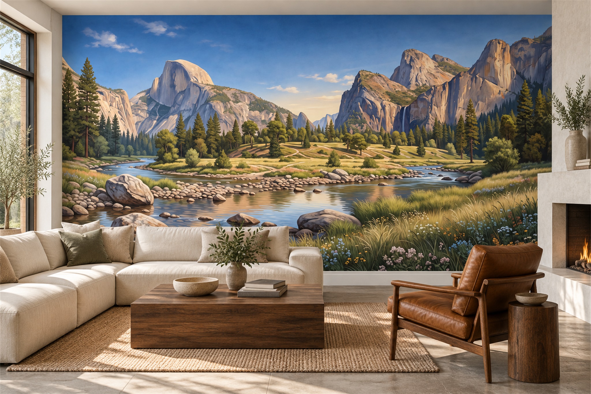 Green Valley Scenic Decorative Wallpaper Mural Accent-wall-wallpaper-murals, Peel-and-stick Finish