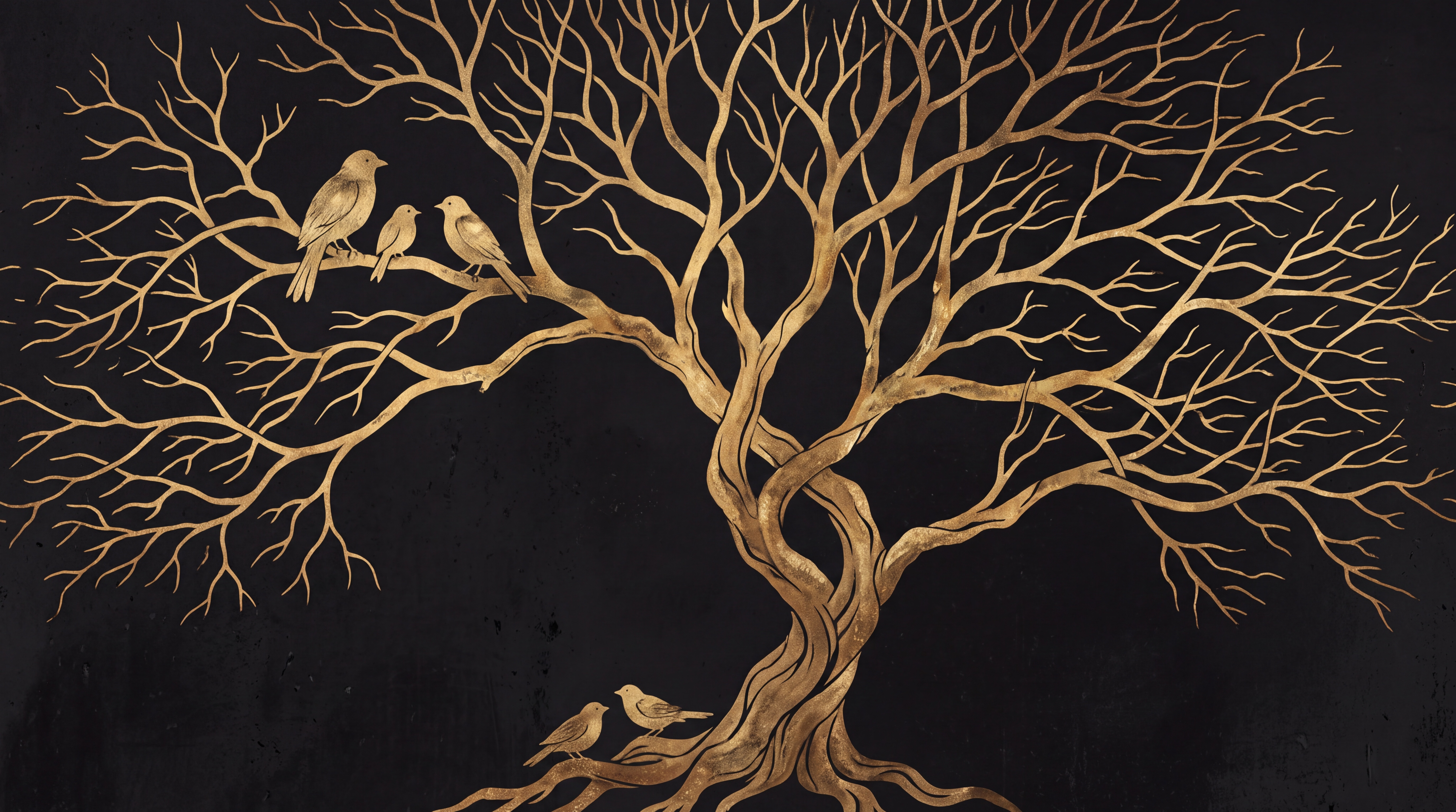 Gold Tree Scenic Wallpaper Mural, Peel-and-stick Finish