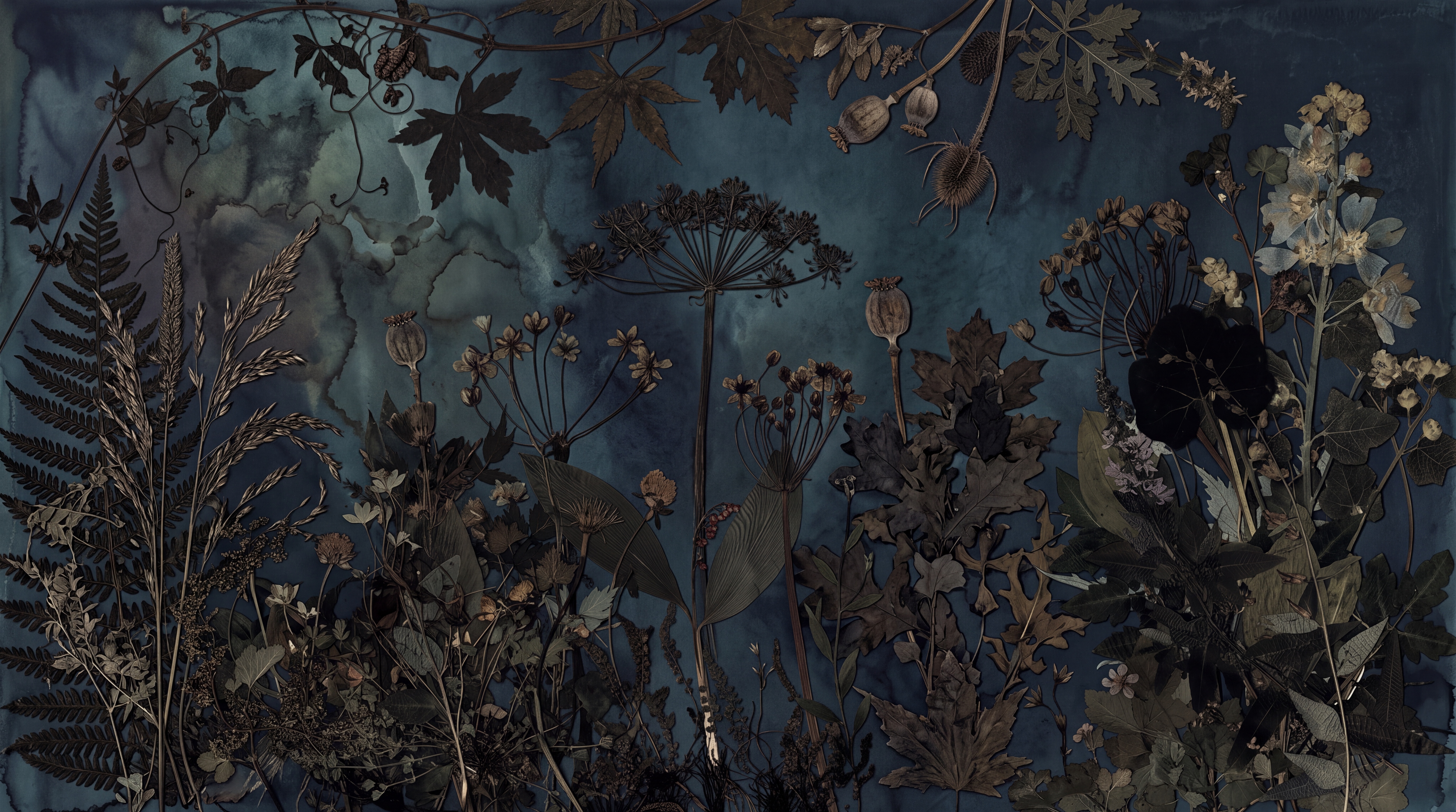 Navy Vintage Artful Painterly Wallpaper Mural Home-office-wallpaper-murals, Peel-and-stick Finish