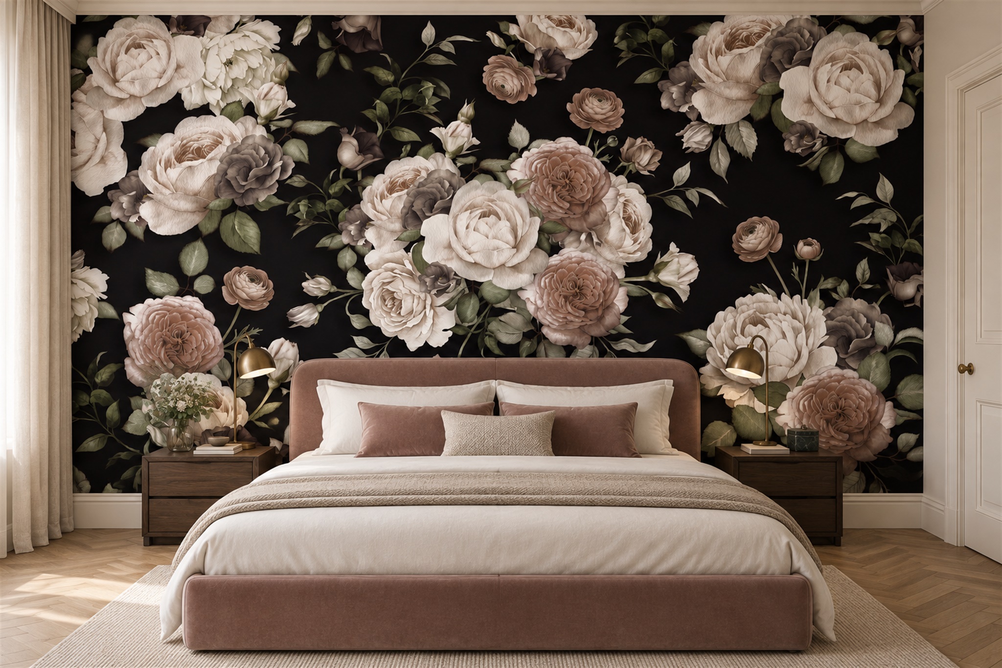 Ivory Vintage Artful Wallpaper Mural Bedroom-wallpaper-murals, Peel-and-stick Finish