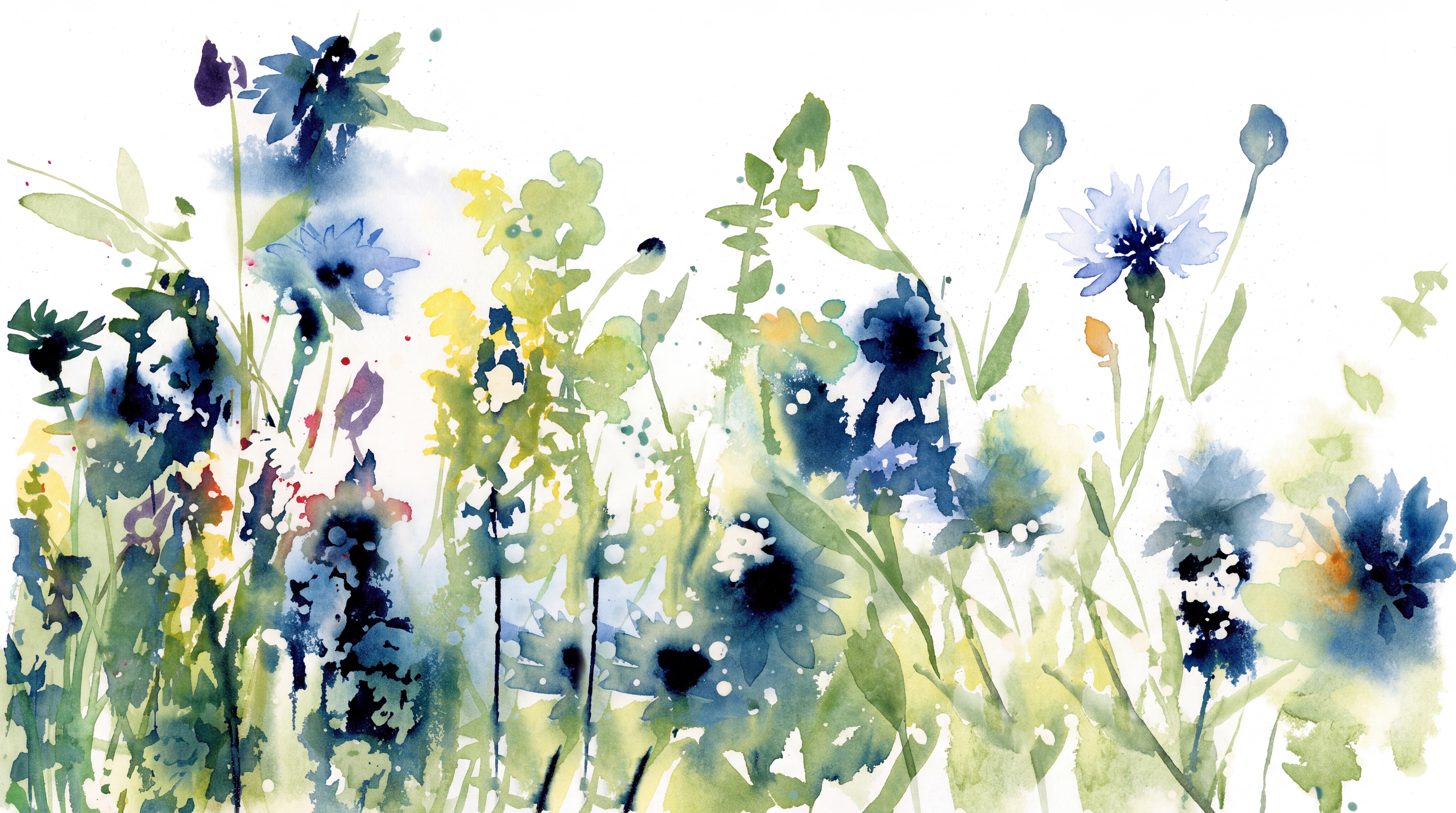 Blue Meadow Scenic Decorative Wallpaper Mural, Peel-and-stick Finish