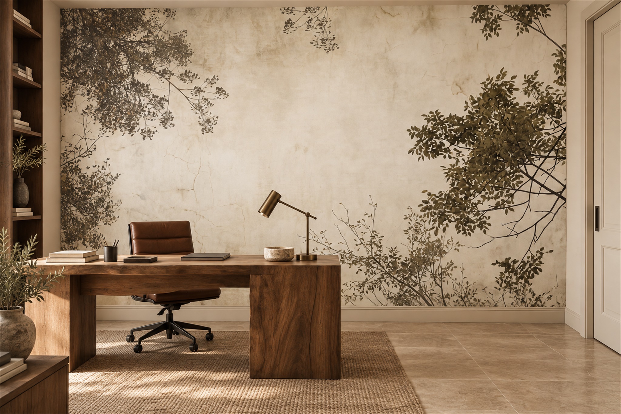 Olive Pattern Decorative Wallpaper Mural Layered Abstract Wallpaper Home-office-wallpaper-murals, Peel-and-stick Finish