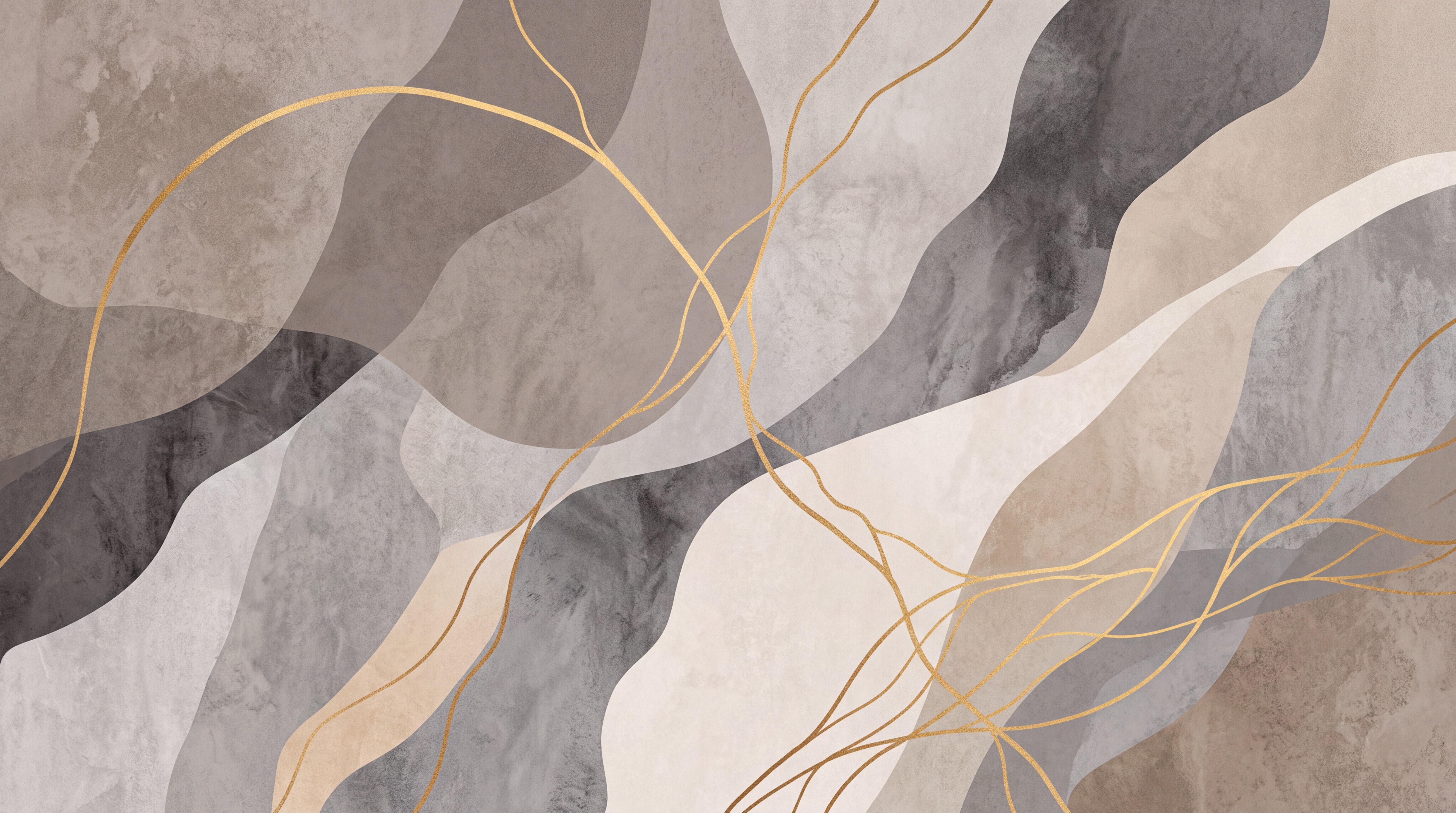 Taupe Waves Artful Wallpaper Mural, Peel-and-stick Finish