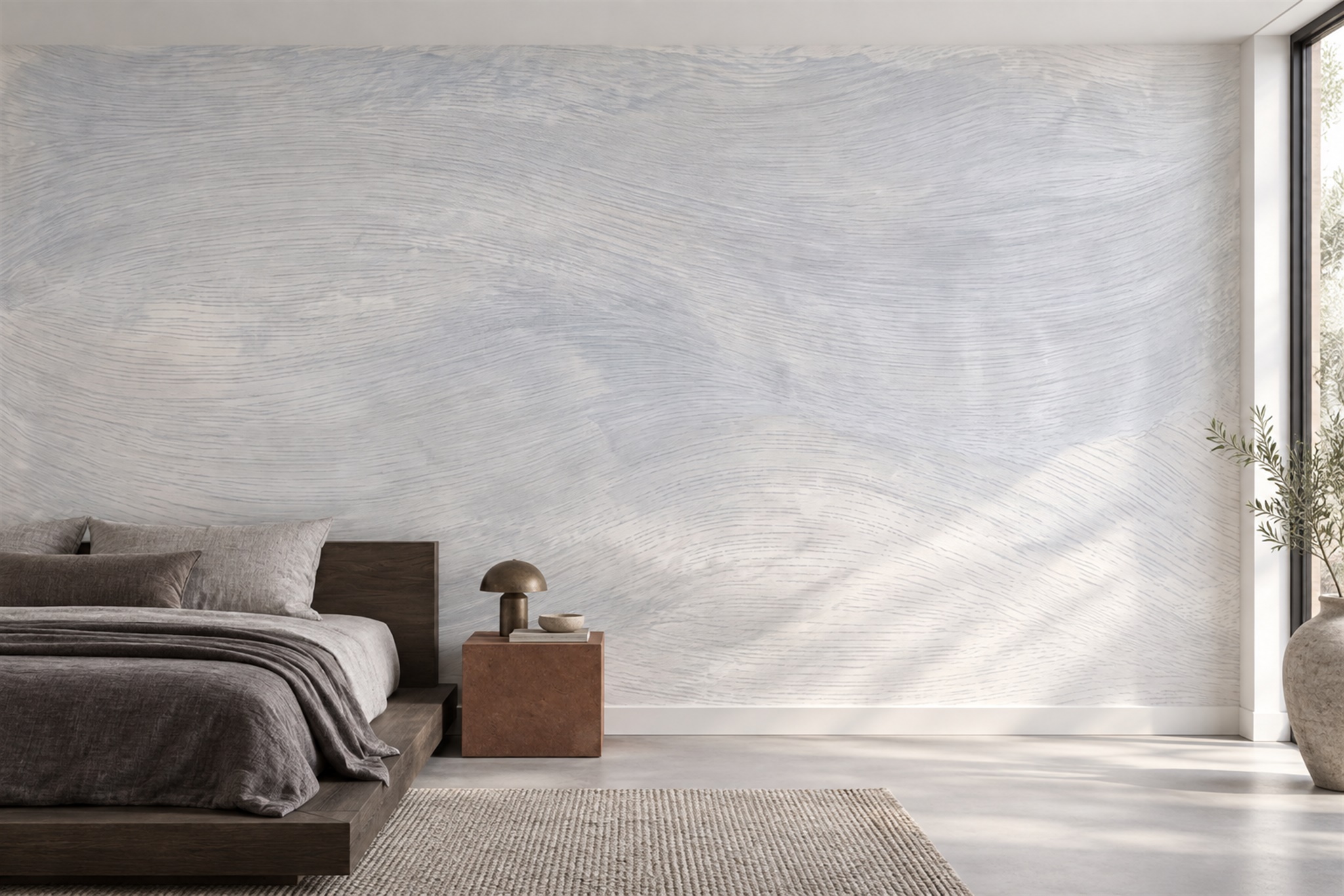 White Plaster Decorative Wallpaper Mural Bedroom-wallpaper-murals, Peel-and-stick Finish