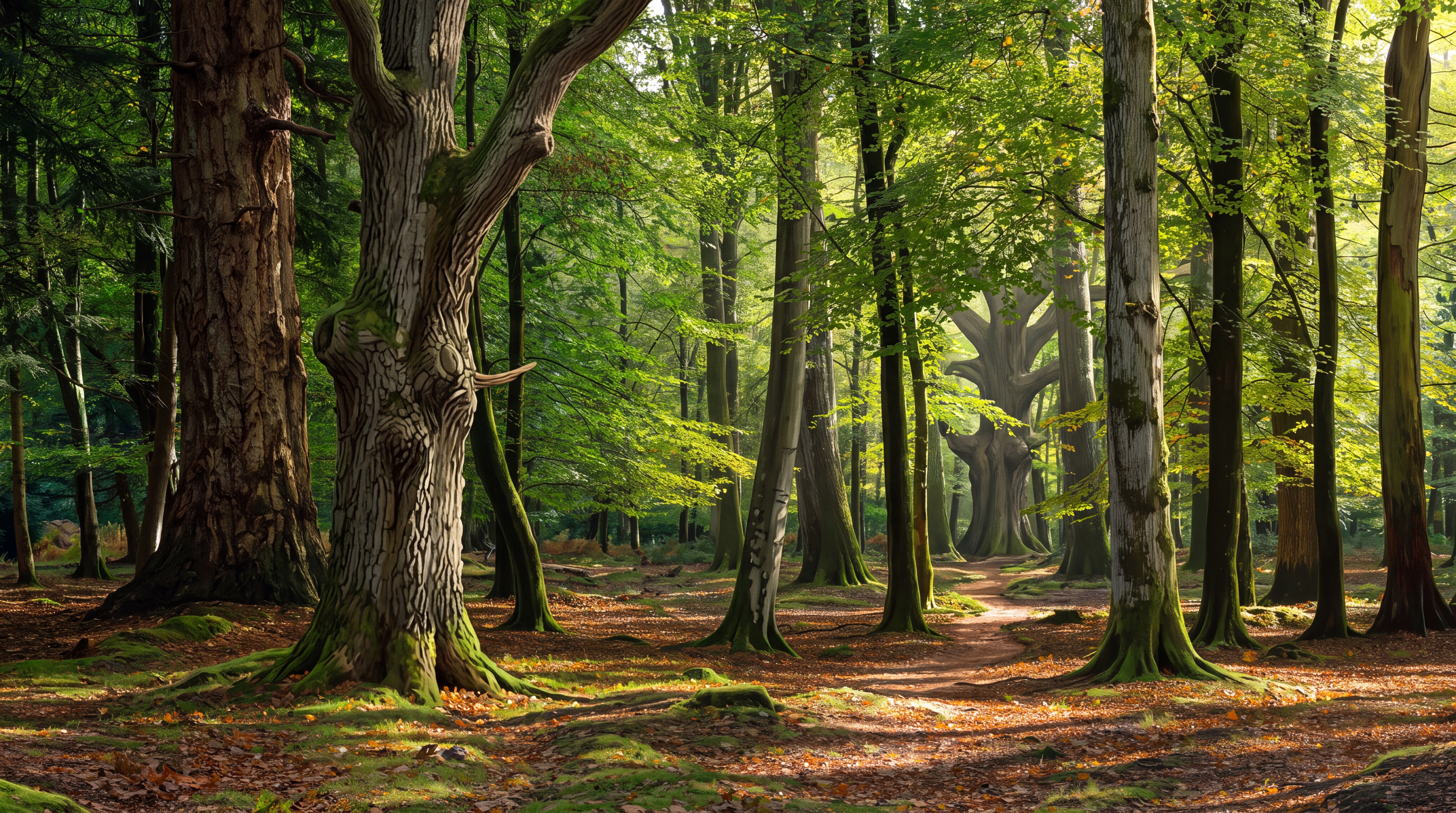 Green Forest Scenic Atmospheric Wallpaper Mural Home-office-wallpaper-murals, Peel-and-stick Finish