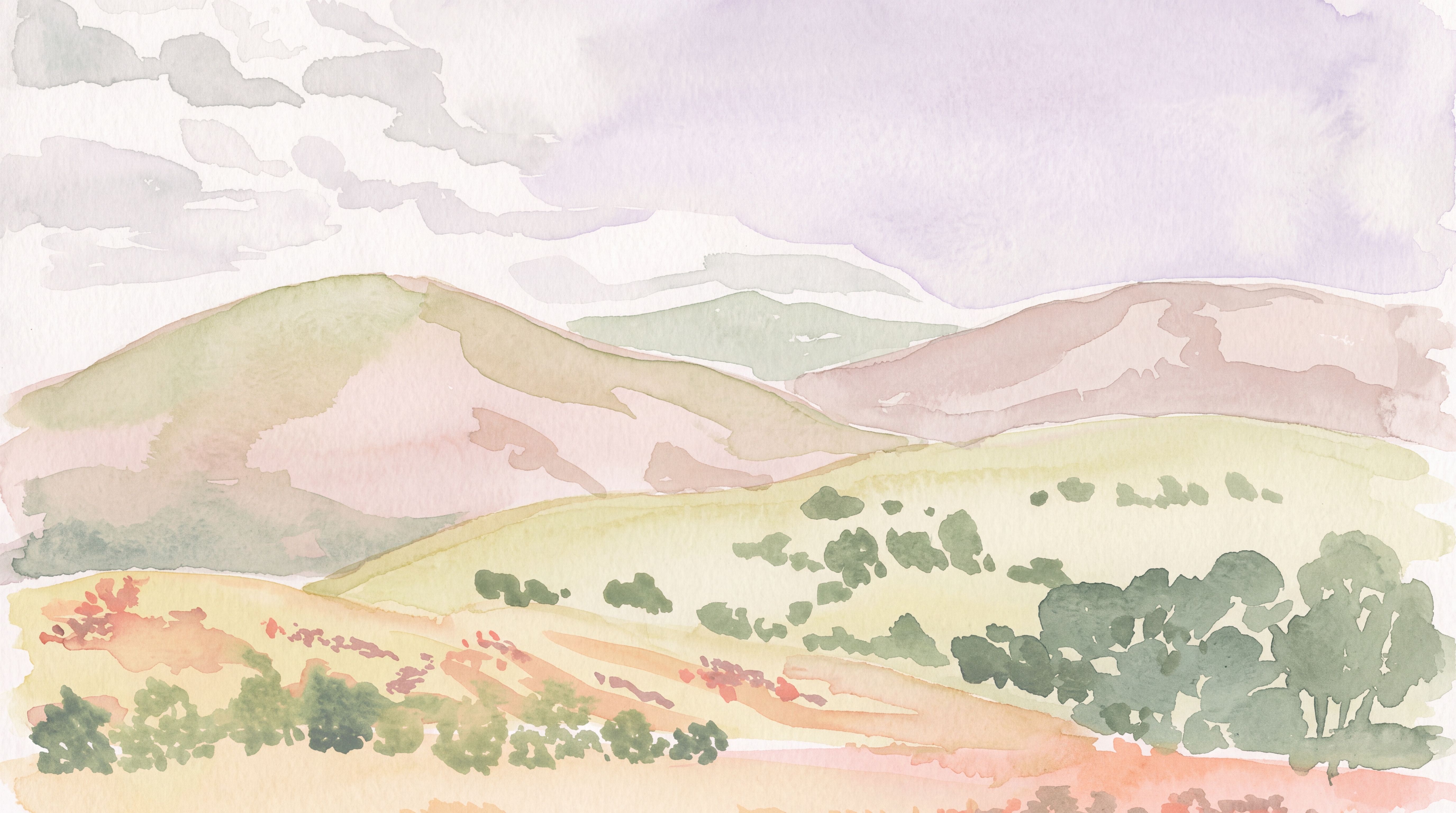 Pink Hills Scenic Wallpaper Mural, Peel-and-stick Finish