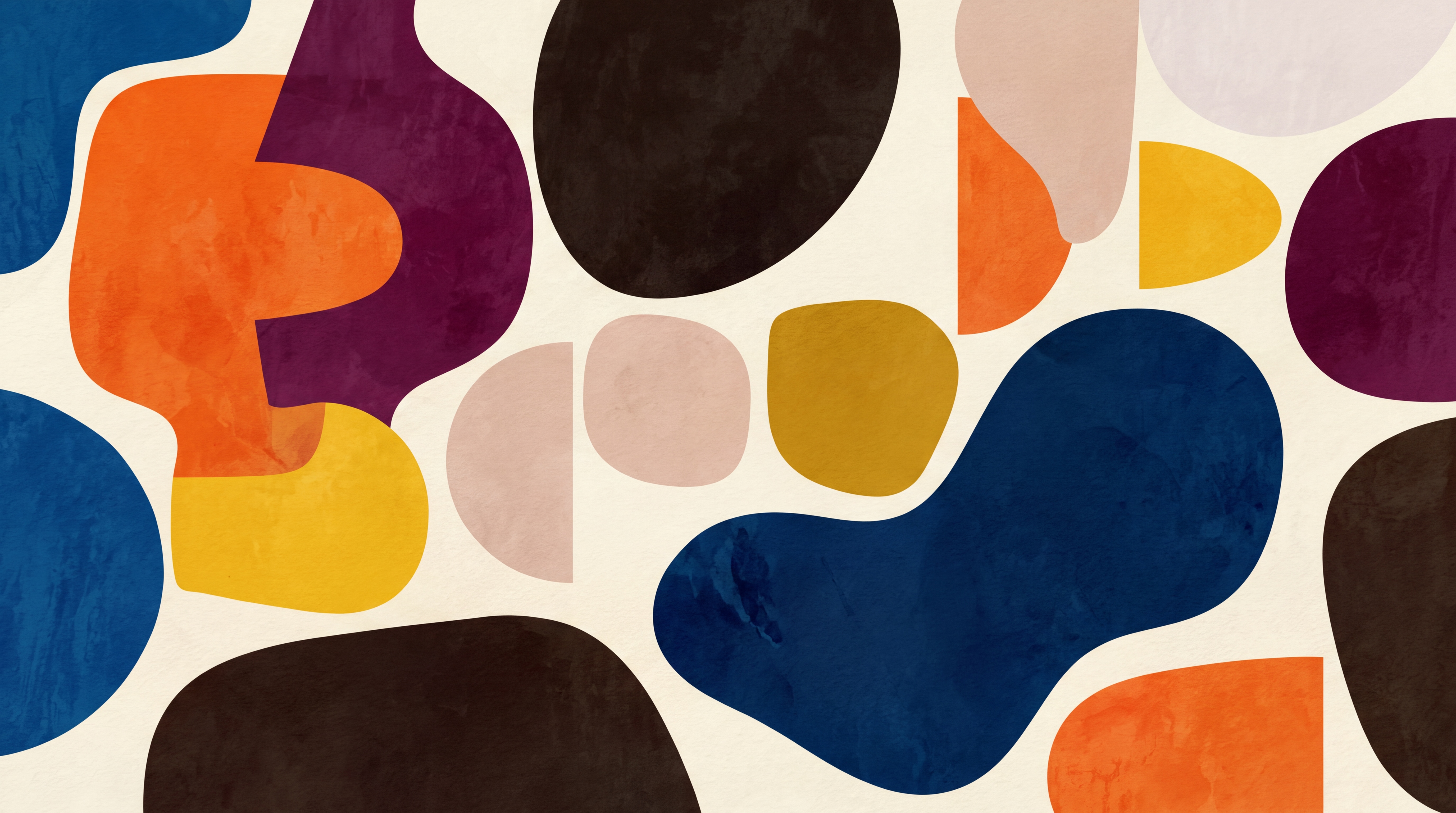 Orange Shaped Abstract Wallpaper Mural, Peel-and-stick Finish