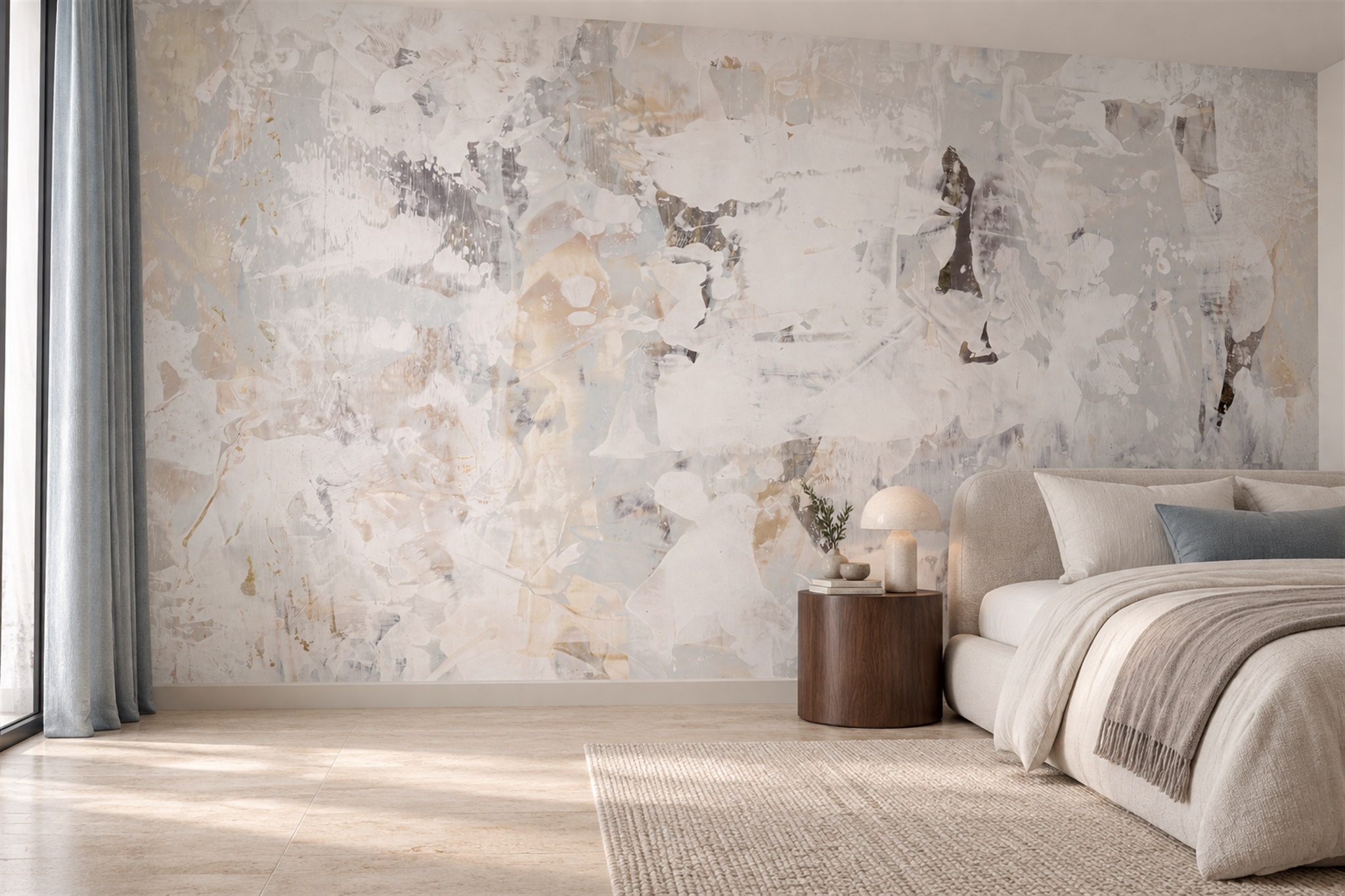 Ivory Plaster Decorative Wallpaper Mural Living-room-wallpaper-murals, Peel-and-stick Finish