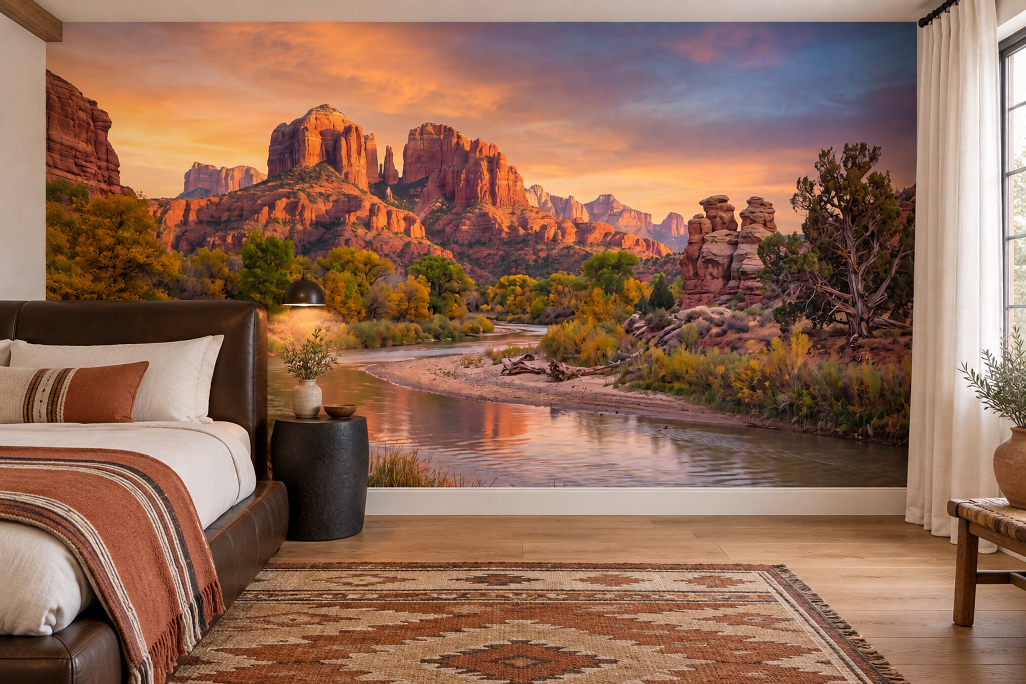 Rust Pattern Decorative Painterly Wallpaper Mural Living-room-wallpaper-murals, Peel-and-stick Finish