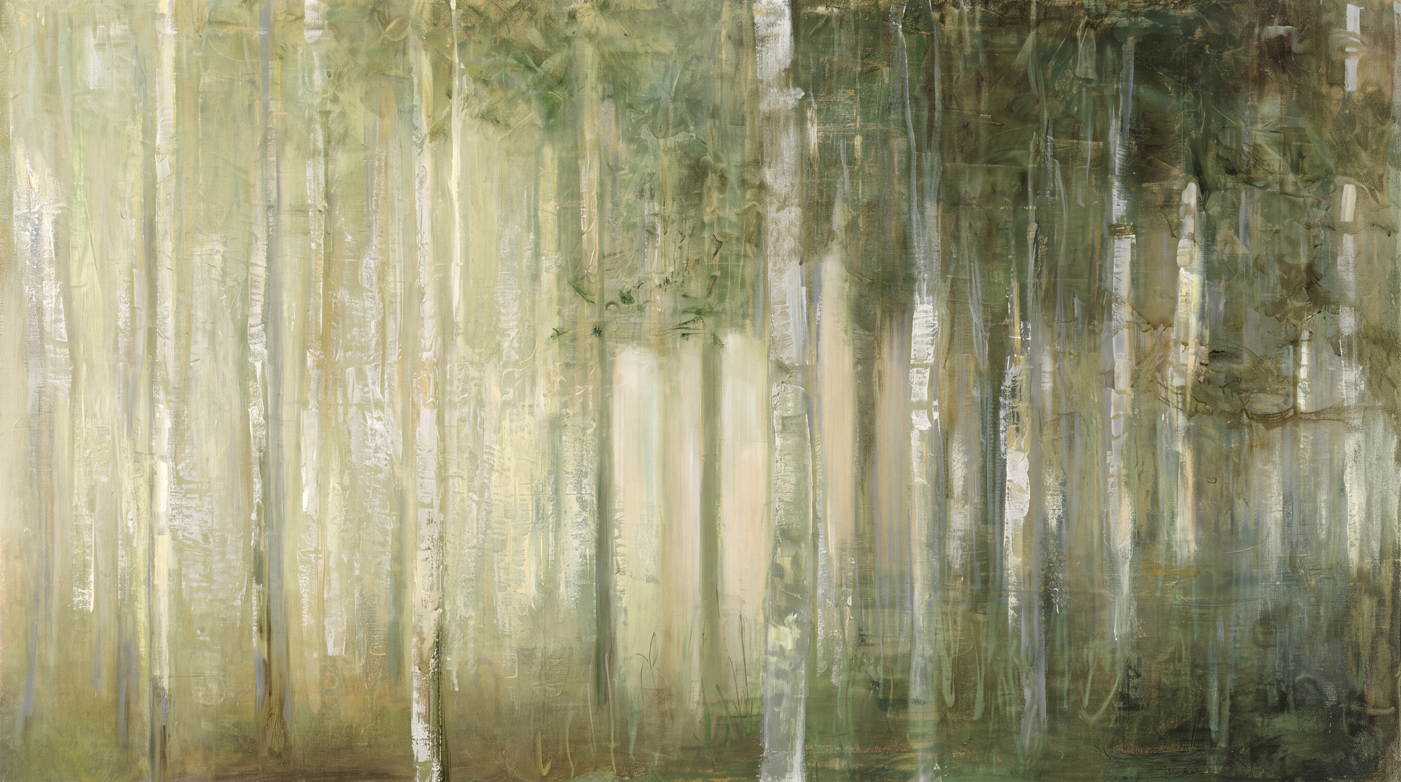 Olive Forest Scenic Layered Wallpaper Mural, Peel-and-stick Finish