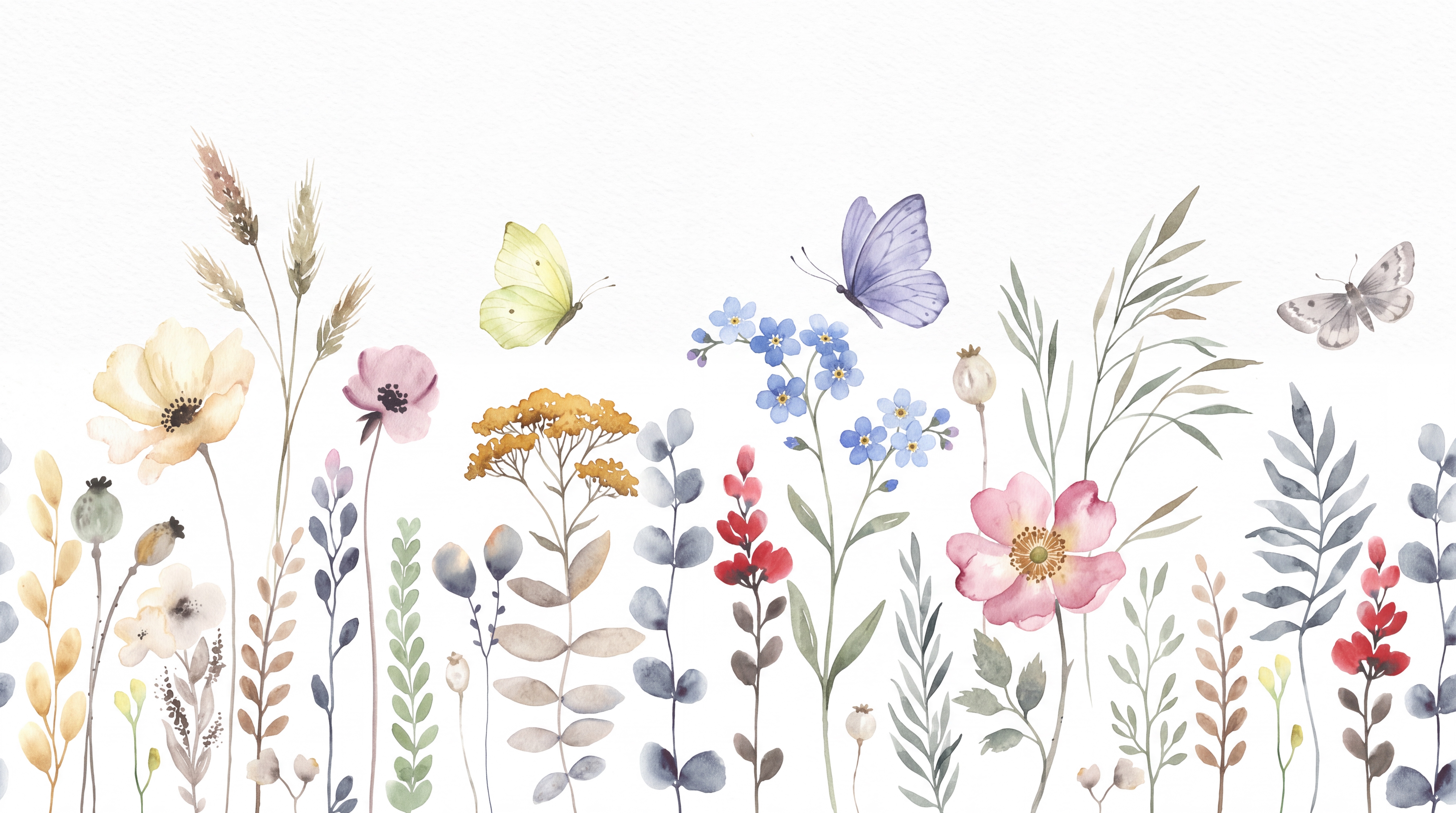 Pink Meadow Scenic Decorative Wallpaper Mural, Peel-and-stick Finish