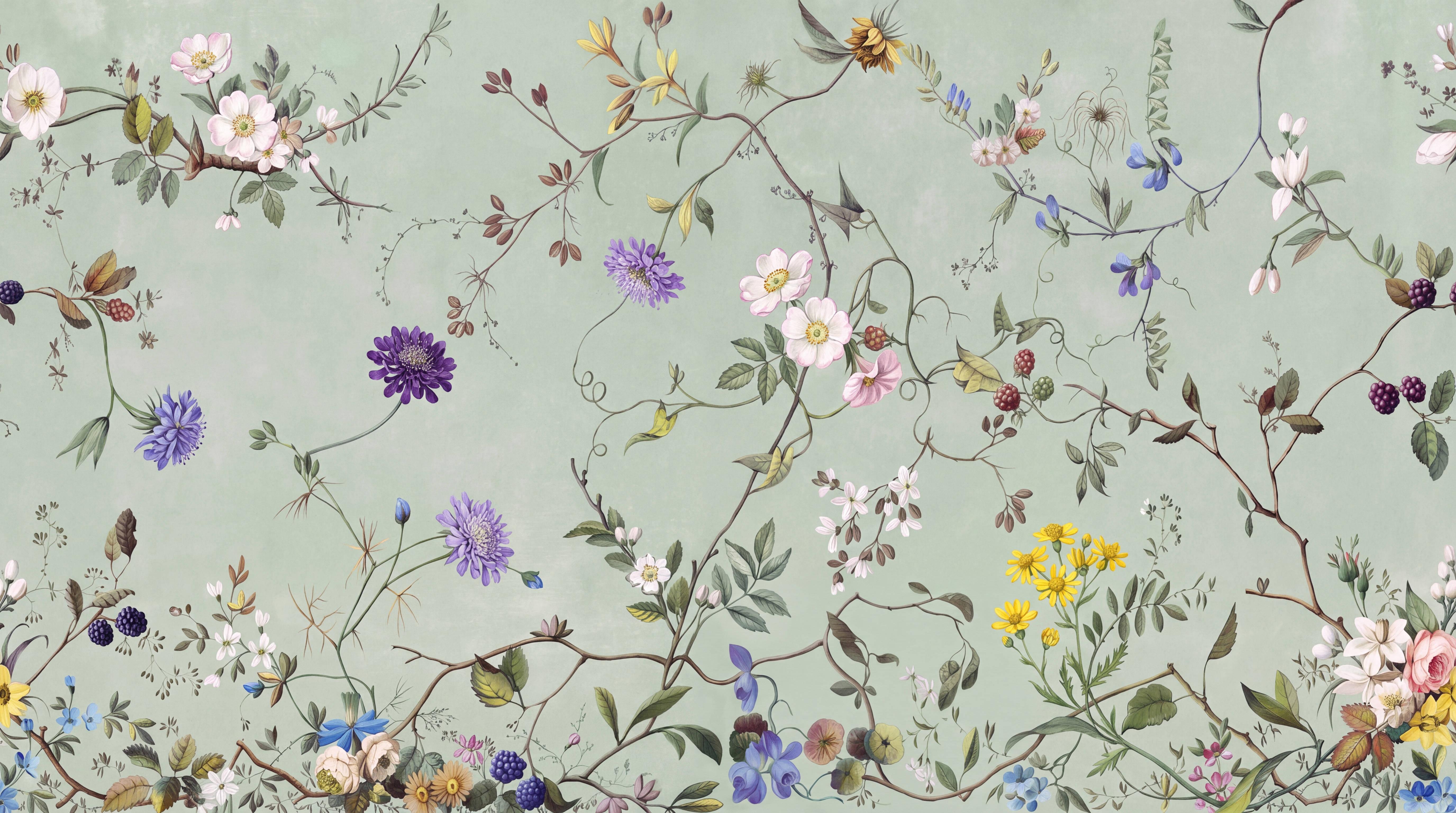 Sage Vintage Artful Wallpaper Mural, Peel-and-stick Finish