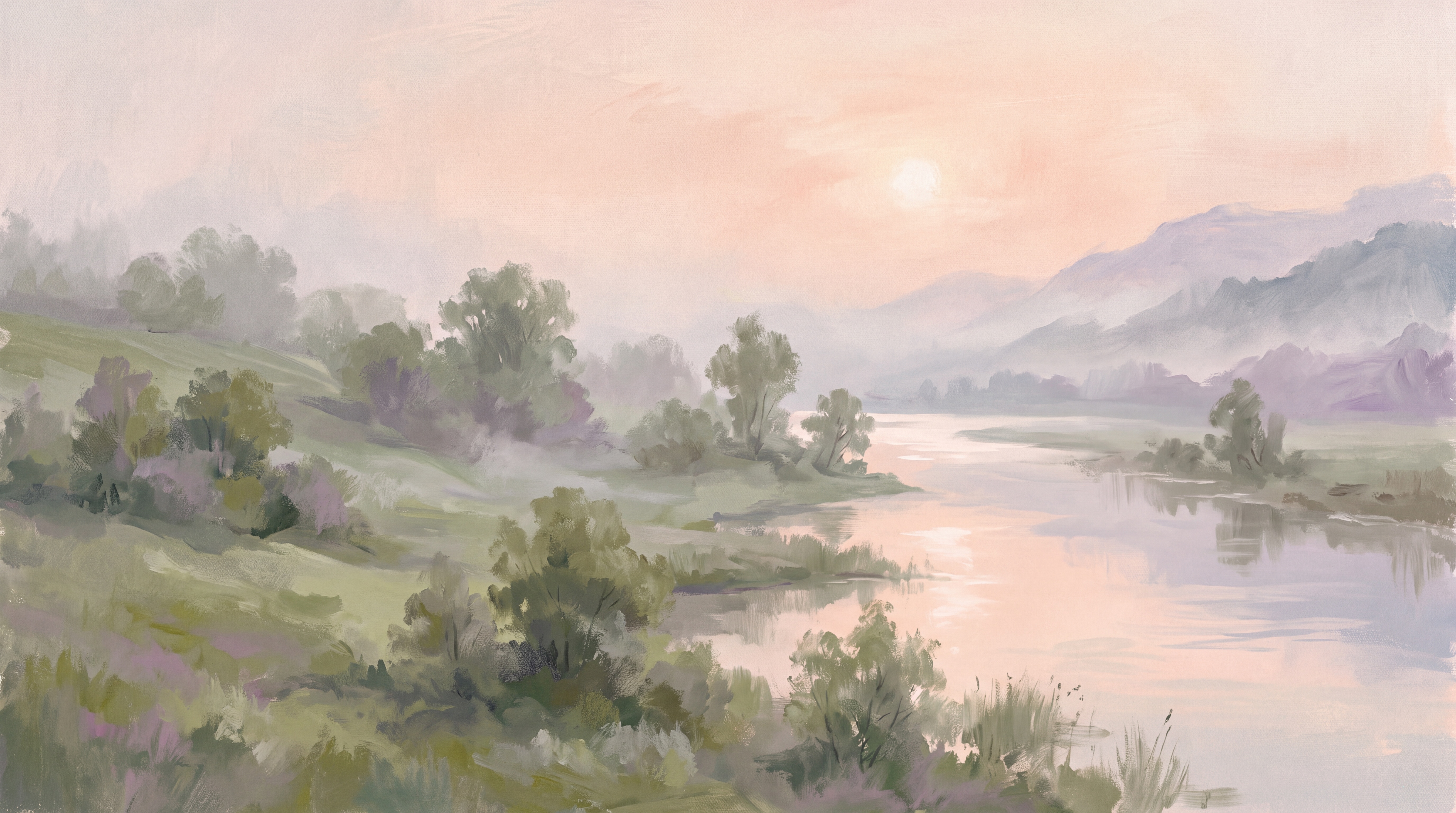 Peach River Scenic Wallpaper Mural, Peel-and-stick Finish