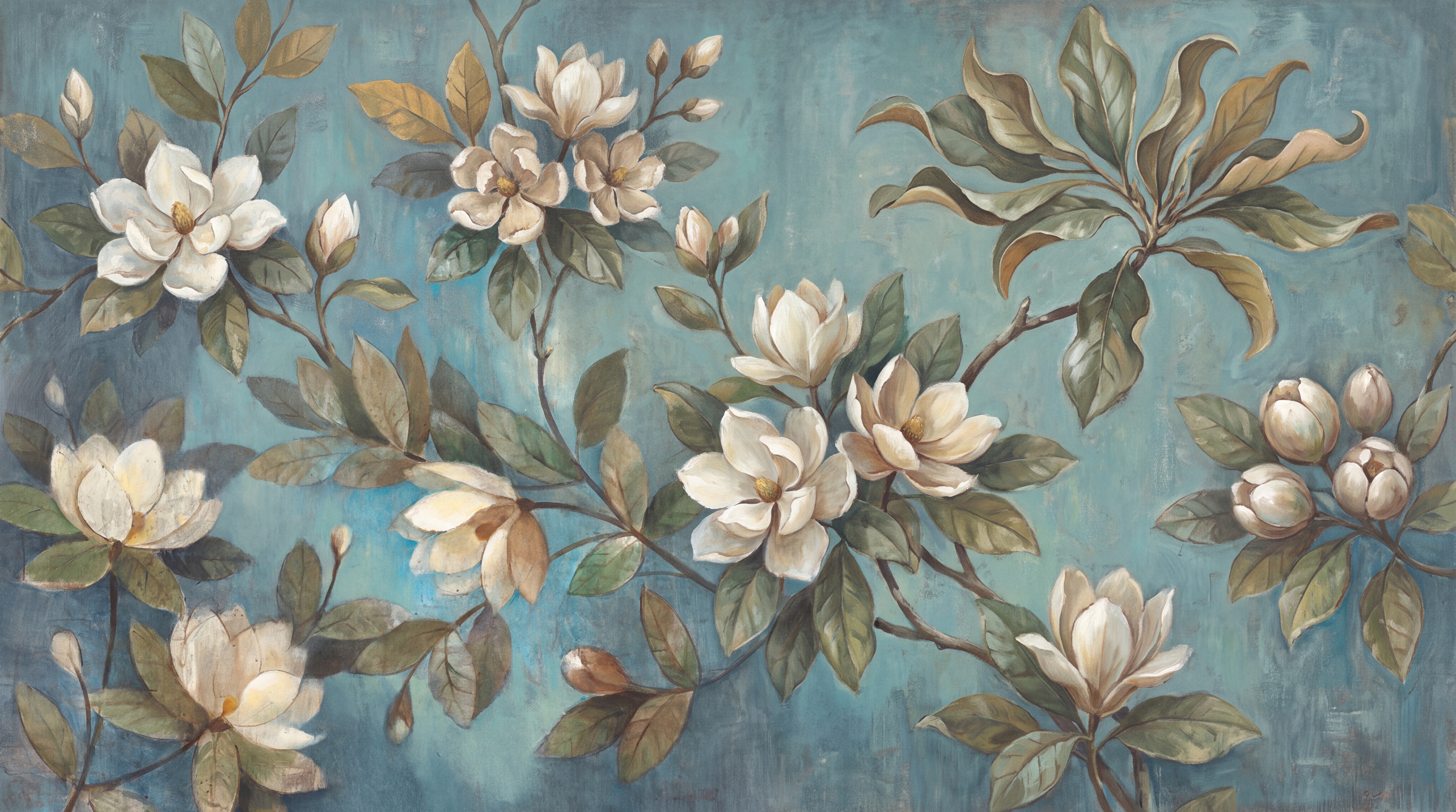 Teal Pattern Decorative Wallpaper Mural Layered Abstract Wallpaper Mural, Peel-and-stick Finish