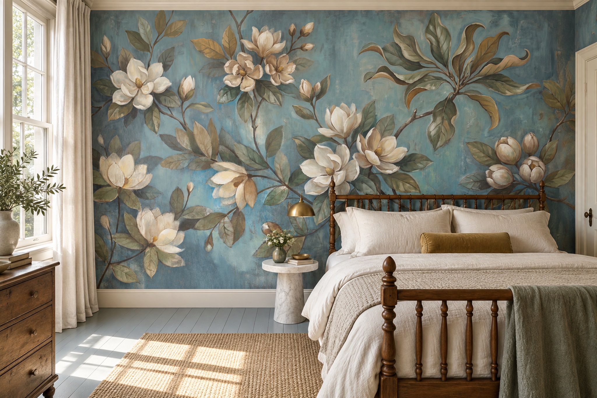 Teal Pattern Decorative Wallpaper Mural Layered Abstract Wallpaper Mural Living-room-wallpaper-murals, Peel-and-stick Finish