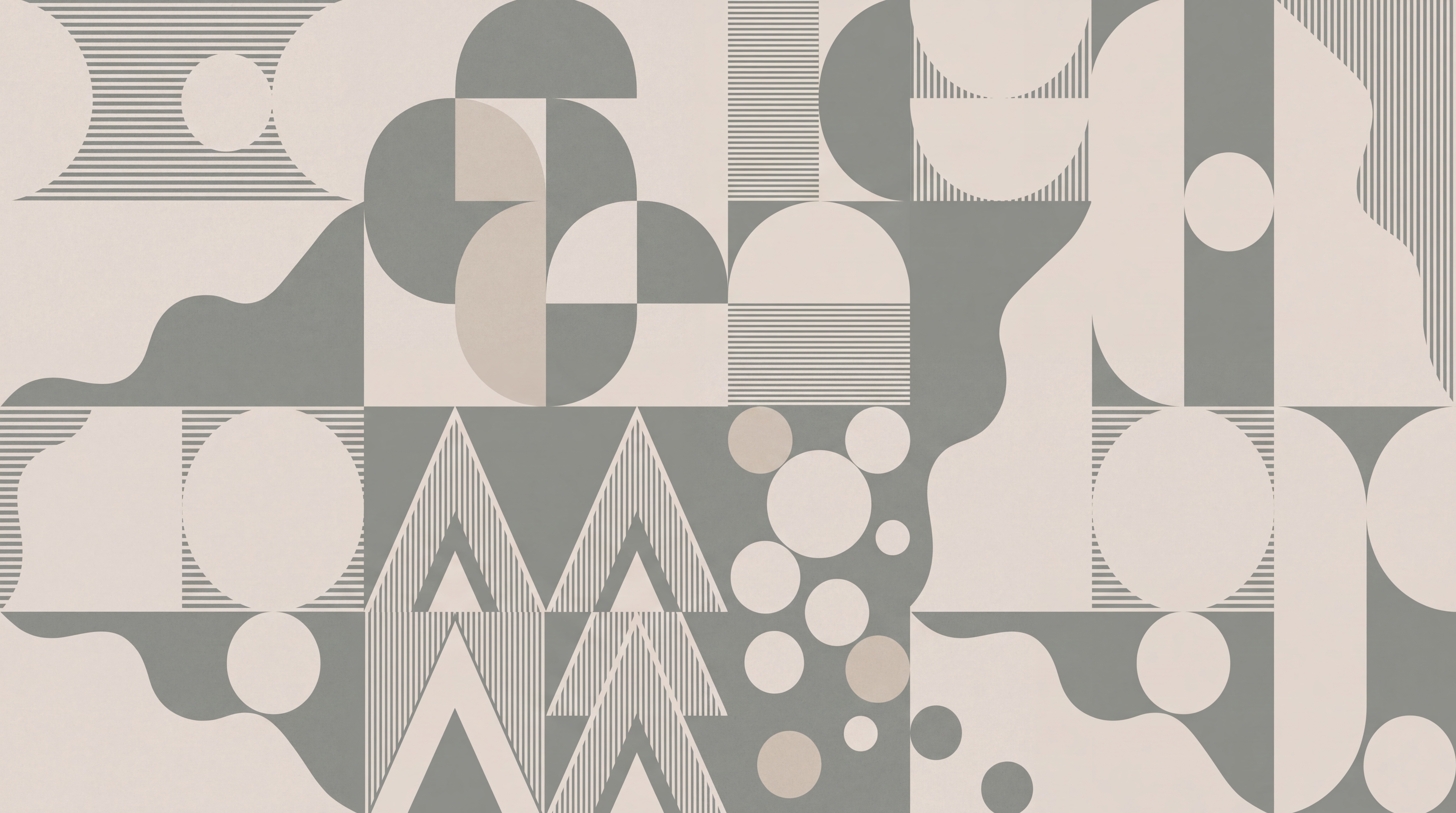 Grey Geometric Abstract Painterly Wallpaper Mural, Peel-and-stick Finish