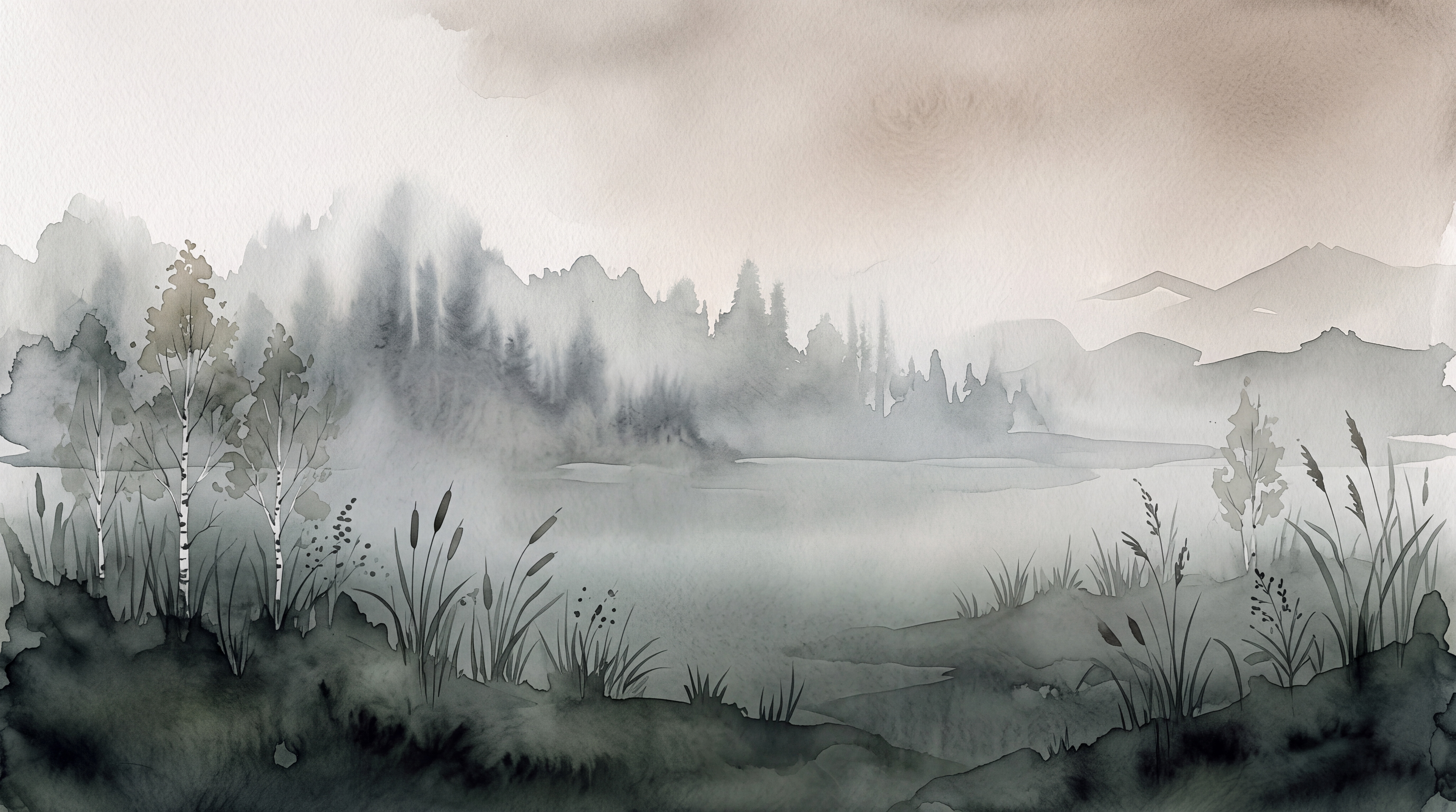 Grey Lake Scenic Decorative Wallpaper Mural, Peel-and-stick Finish