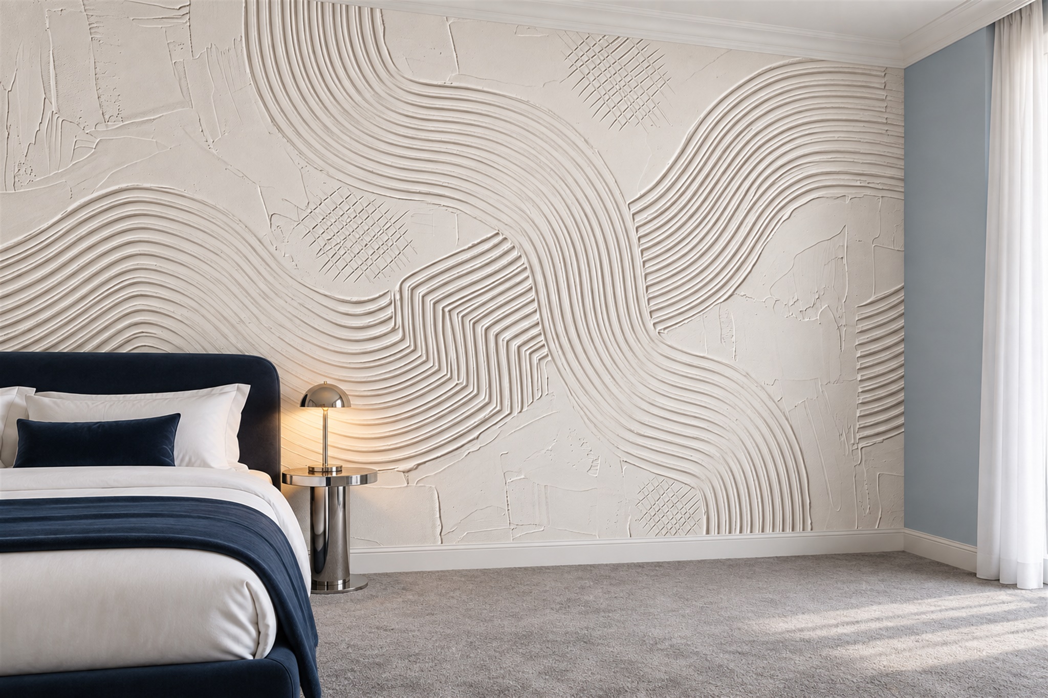 Ivory Pattern Decorative Atmospheric Wallpaper Mural Bedroom-wallpaper-murals, Peel-and-stick Finish