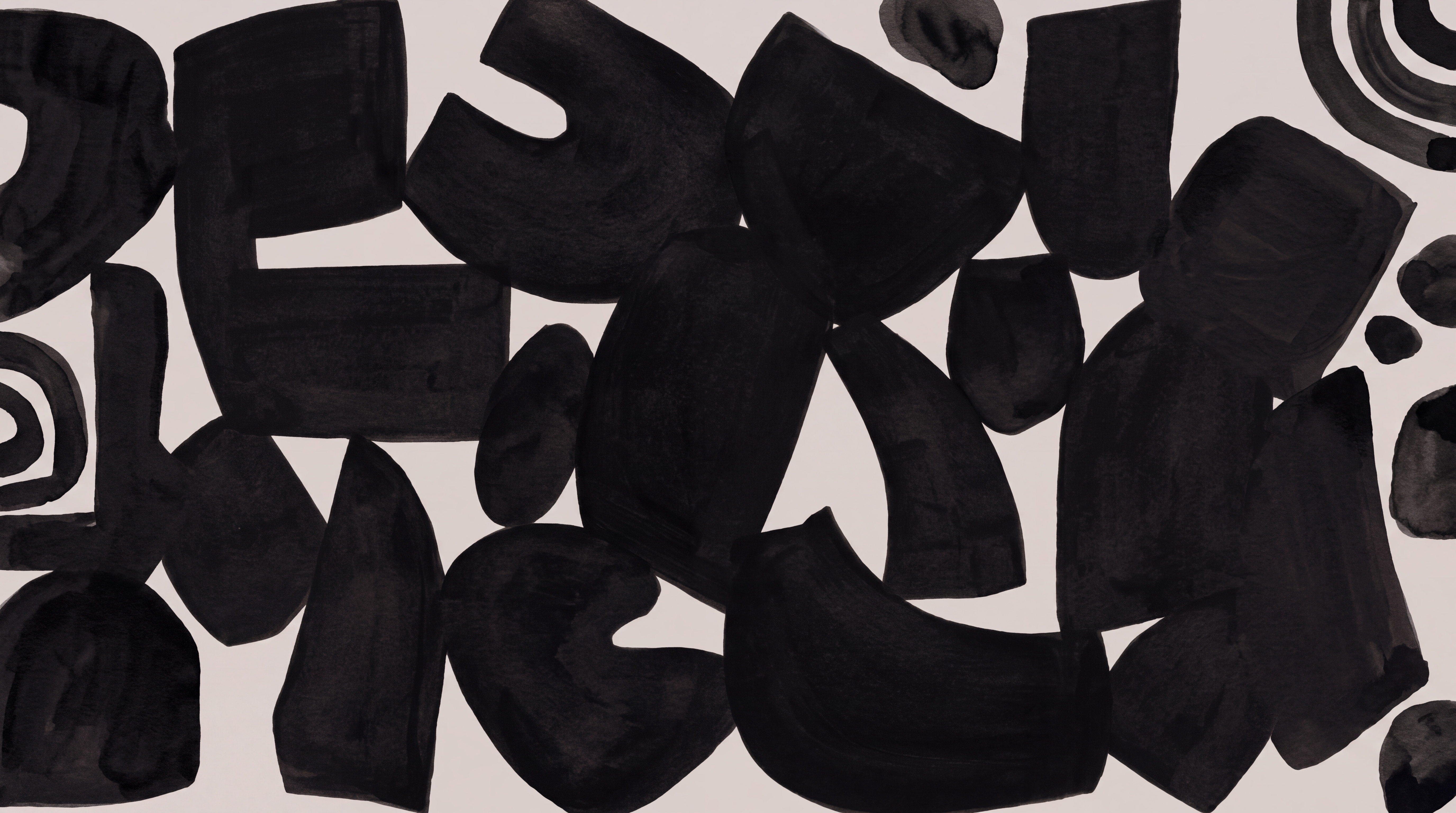 Black Shaped Abstract Wallpaper Mural Entryway-wallpaper-murals, Peel-and-stick Finish