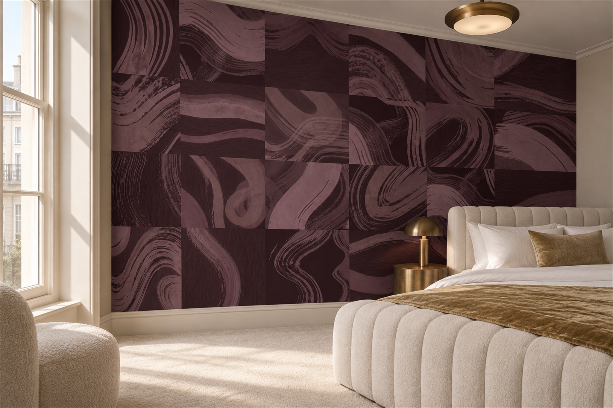 Purple Pattern Decorative Abstract Wallpaper Mural Bedroom-wallpaper-murals, Peel-and-stick Finish