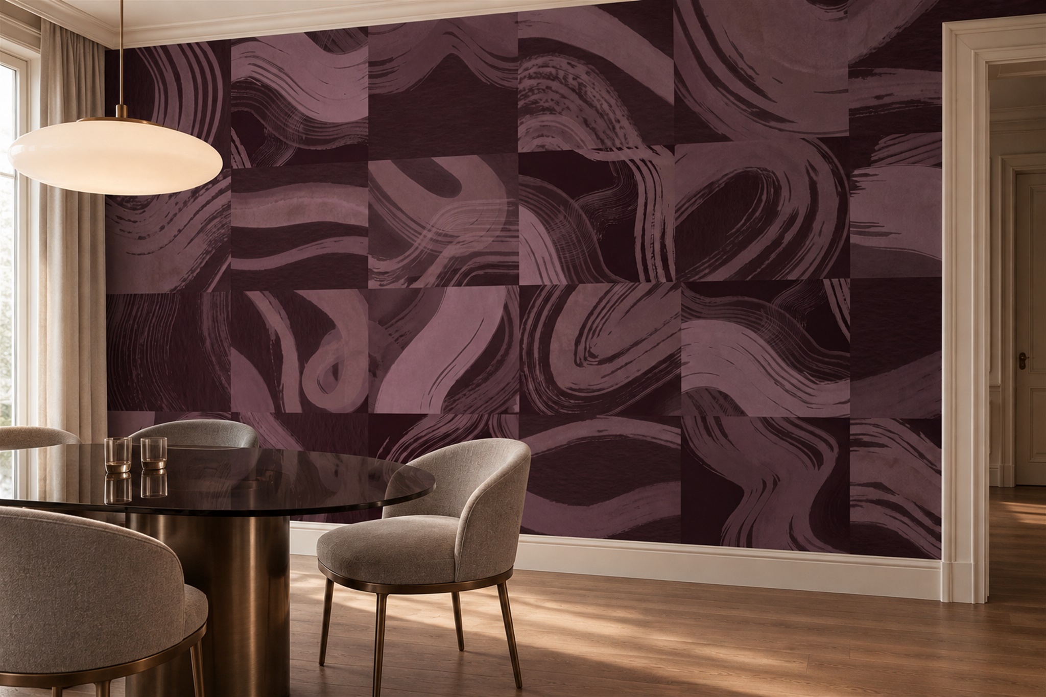 Purple Pattern Decorative Abstract Wallpaper Mural Accent-wall-wallpaper-murals, Peel-and-stick Finish