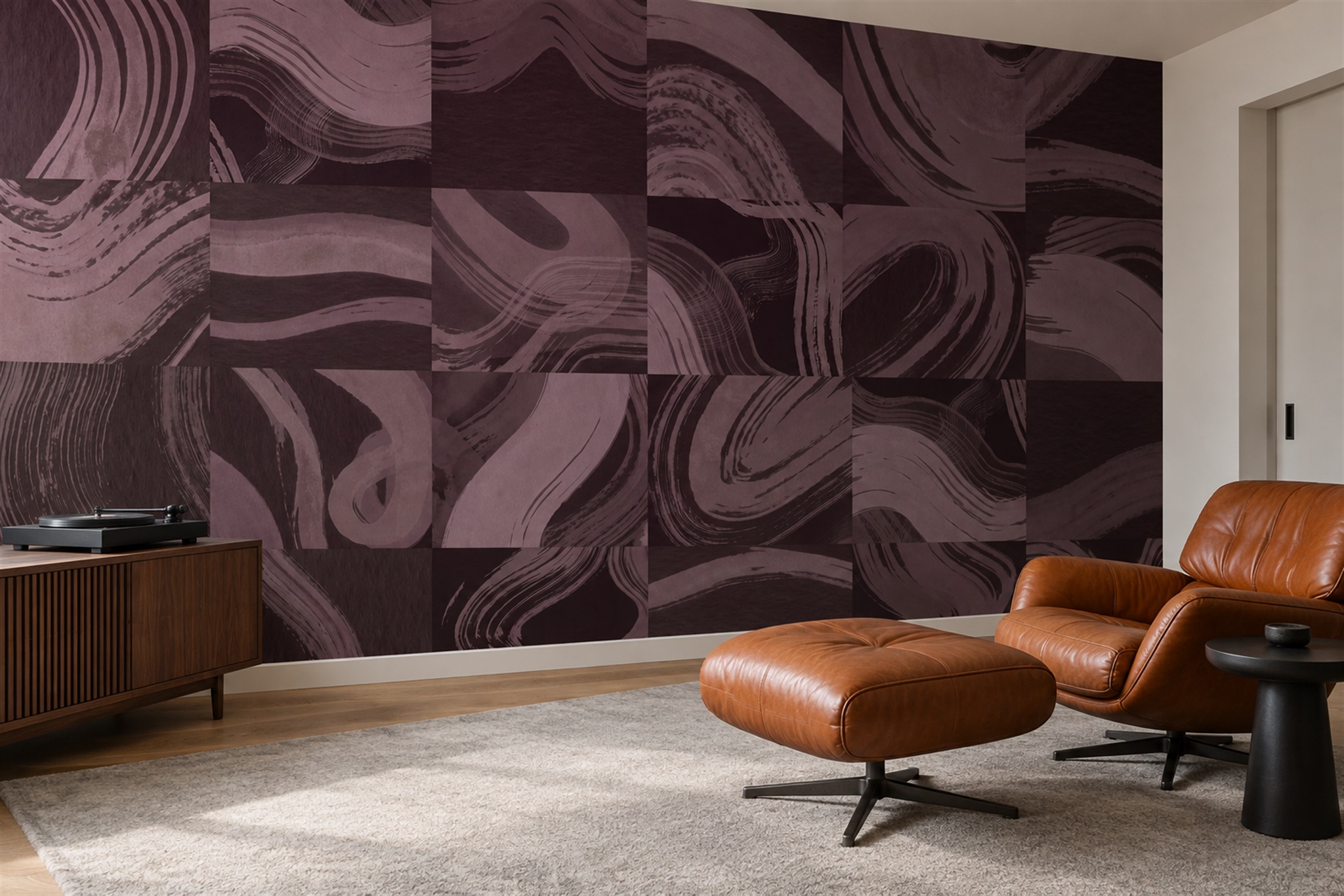 Purple Pattern Decorative Abstract Wallpaper Mural Accent-wall-wallpaper-murals, Peel-and-stick Finish