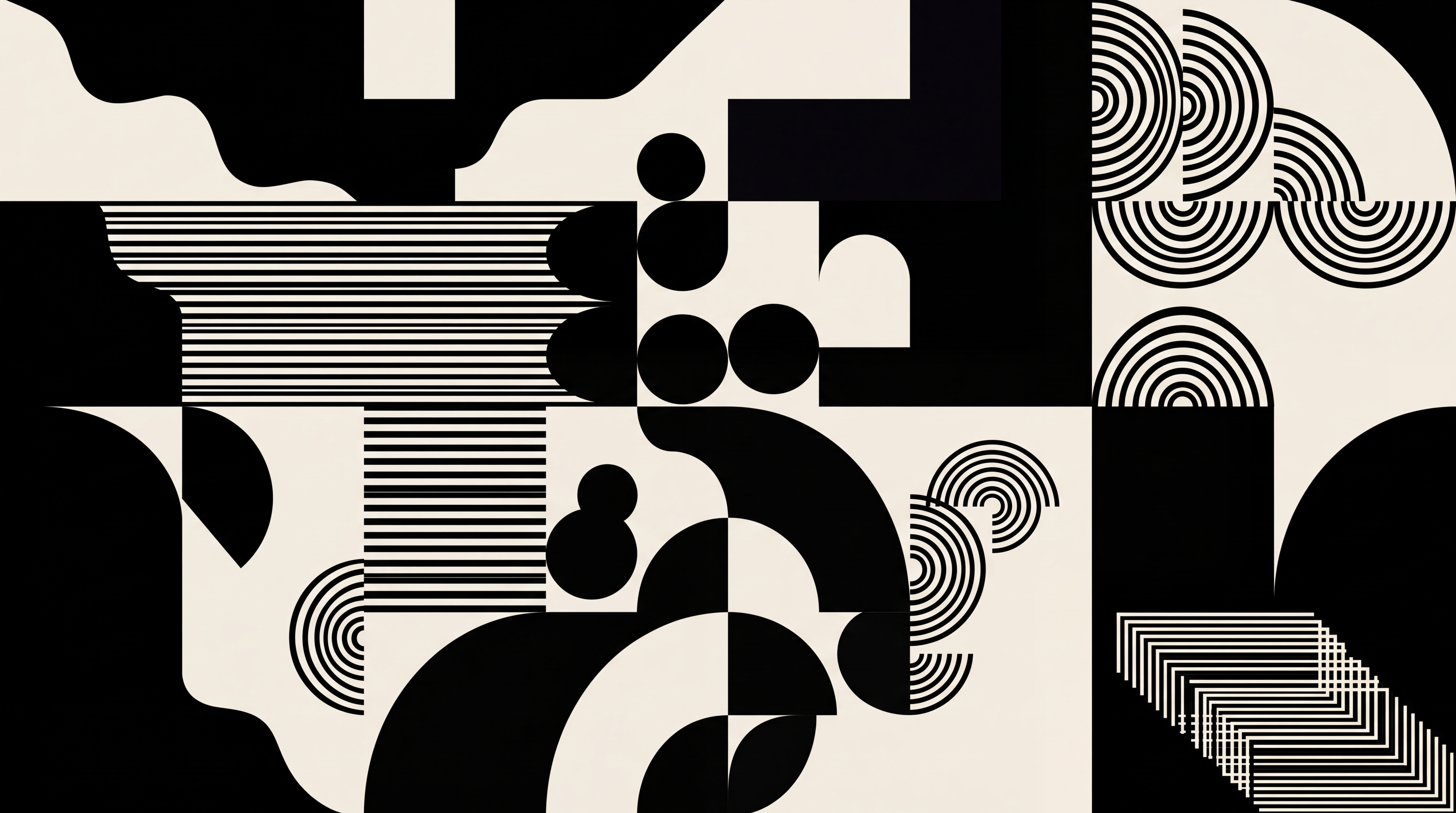 Black Geometric Abstract Decorative Wallpaper Mural, Peel-and-stick Finish