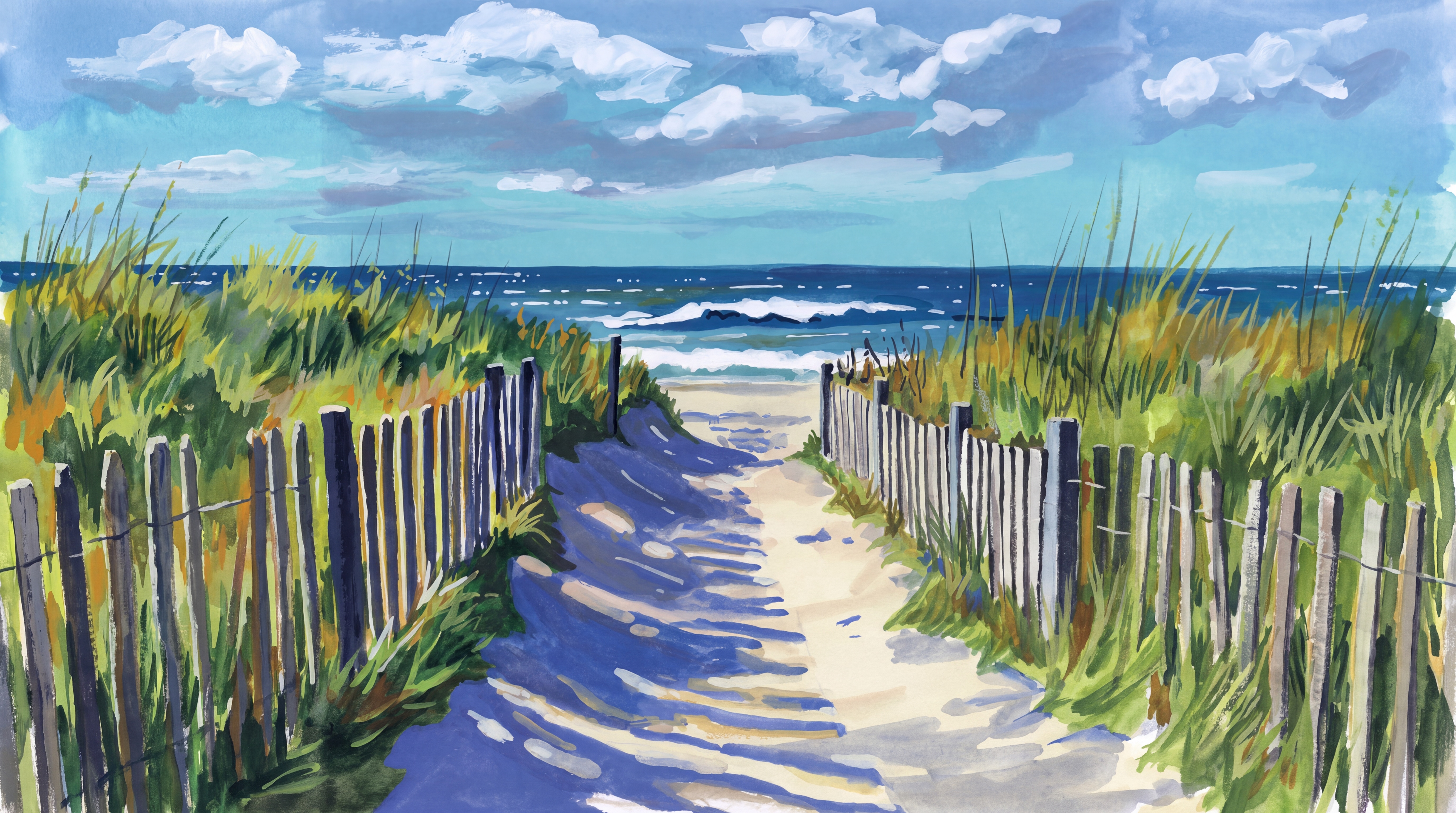 Blue Beach Scenic Decorative Wallpaper Mural, Peel-and-stick Finish