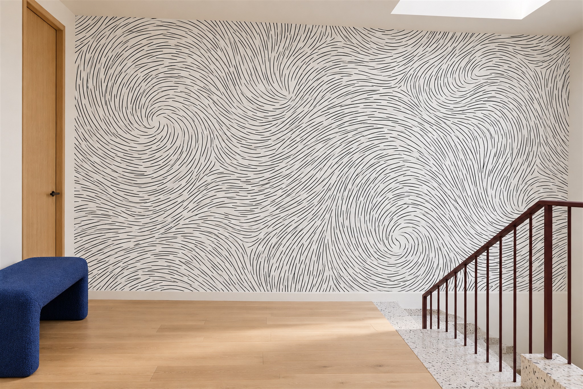 Grey Fluid Artful Wallpaper Mural Accent-wall-wallpaper-murals, Peel-and-stick Finish