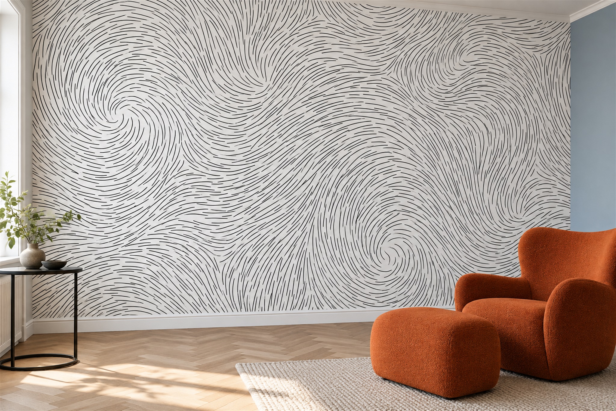 Grey Fluid Artful Wallpaper Mural Accent-wall-wallpaper-murals, Peel-and-stick Finish