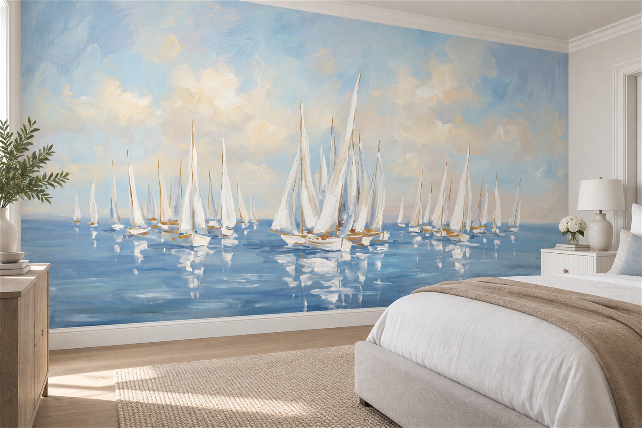 Blue Pattern Decorative Wallpaper Mural Layered Balanced Forms Wallpaper Bedroom-wallpaper-murals, Peel-and-stick Finish