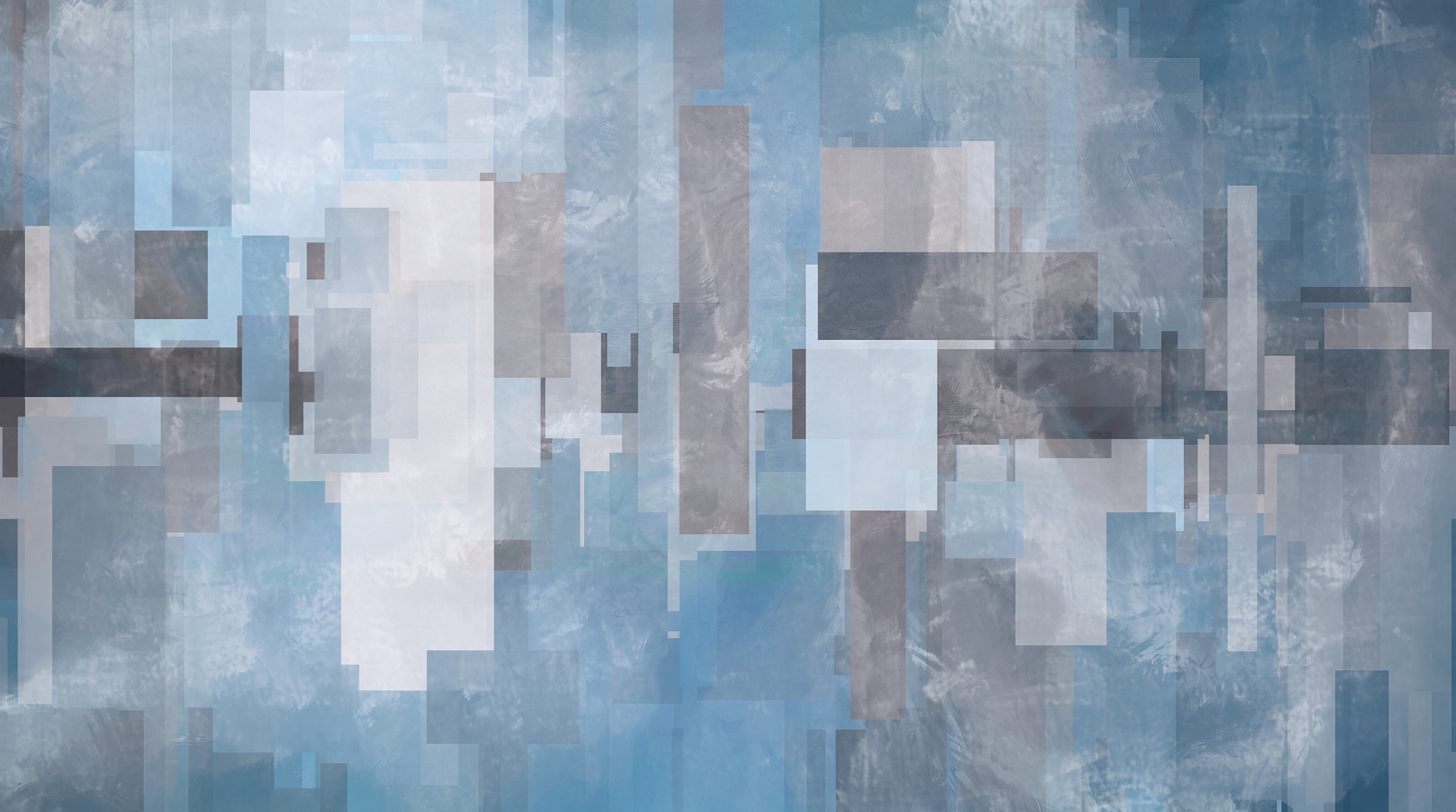 Blue Blocks Abstract Wallpaper Mural, Peel-and-stick Finish