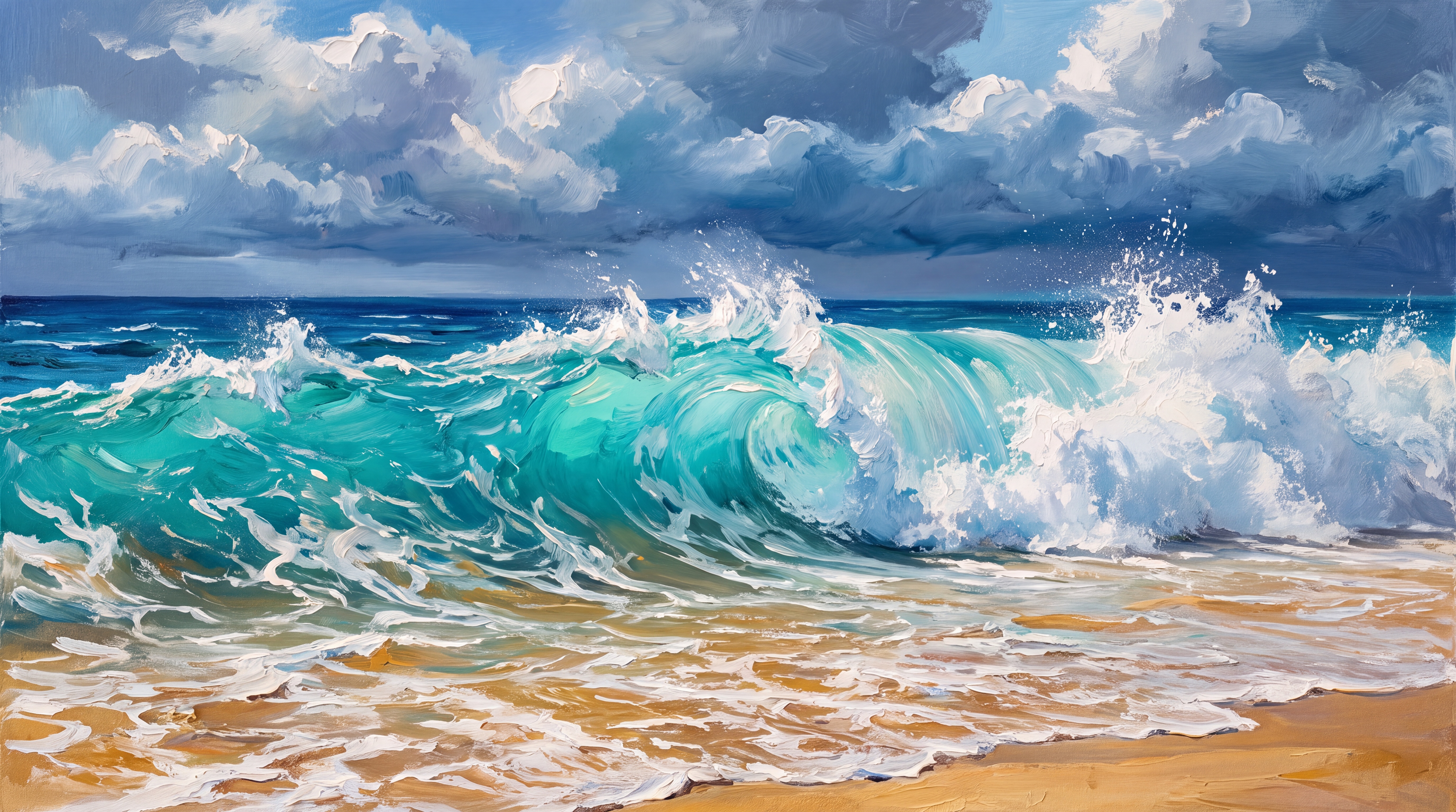 Teal Waves Artful Layered Wallpaper Mural Dining-room-wallpaper-murals, Peel-and-stick Finish