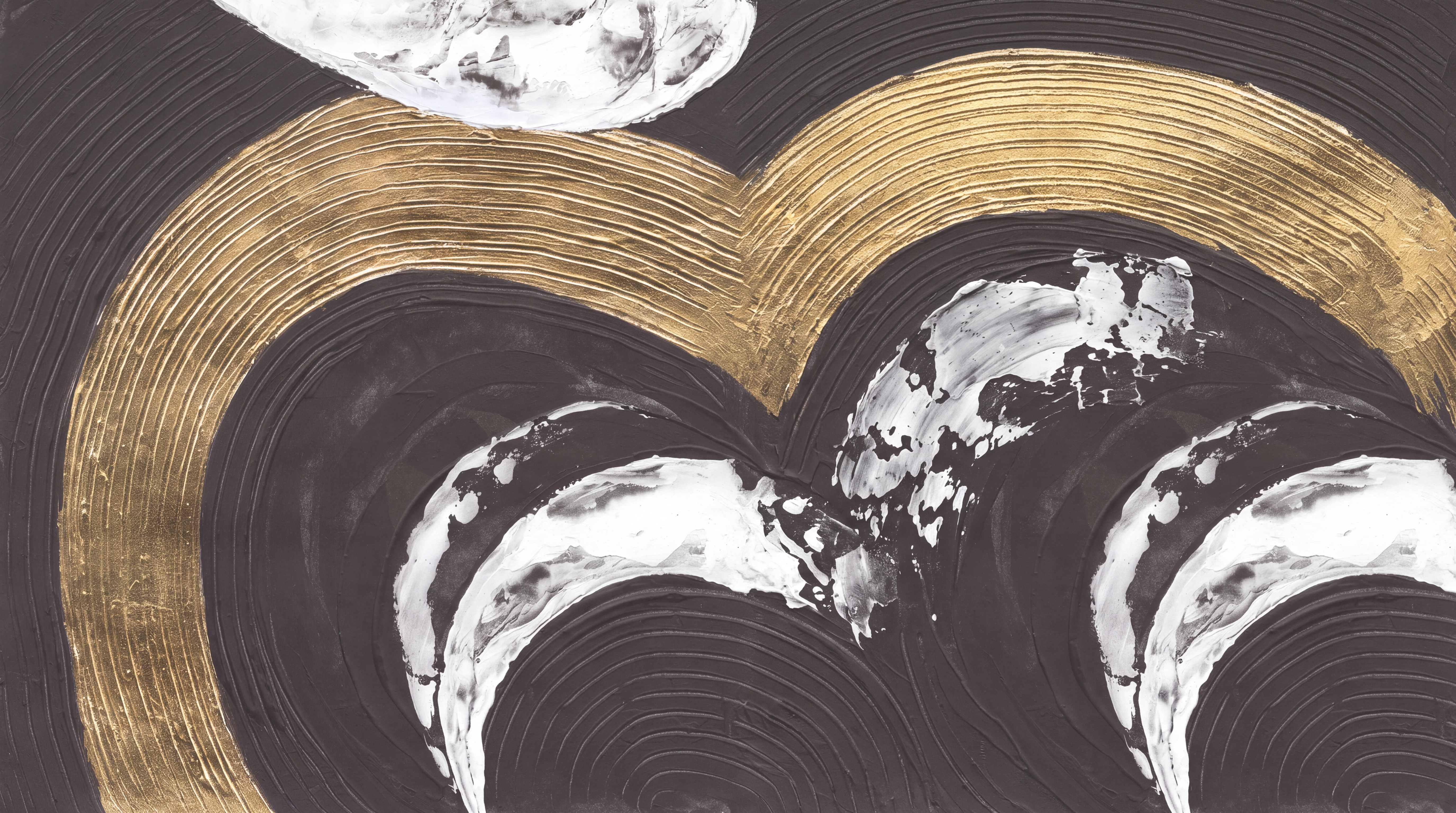Gold Pattern Decorative Wallpaper Mural Layered Organic Wallpaper Mural, Peel-and-stick Finish