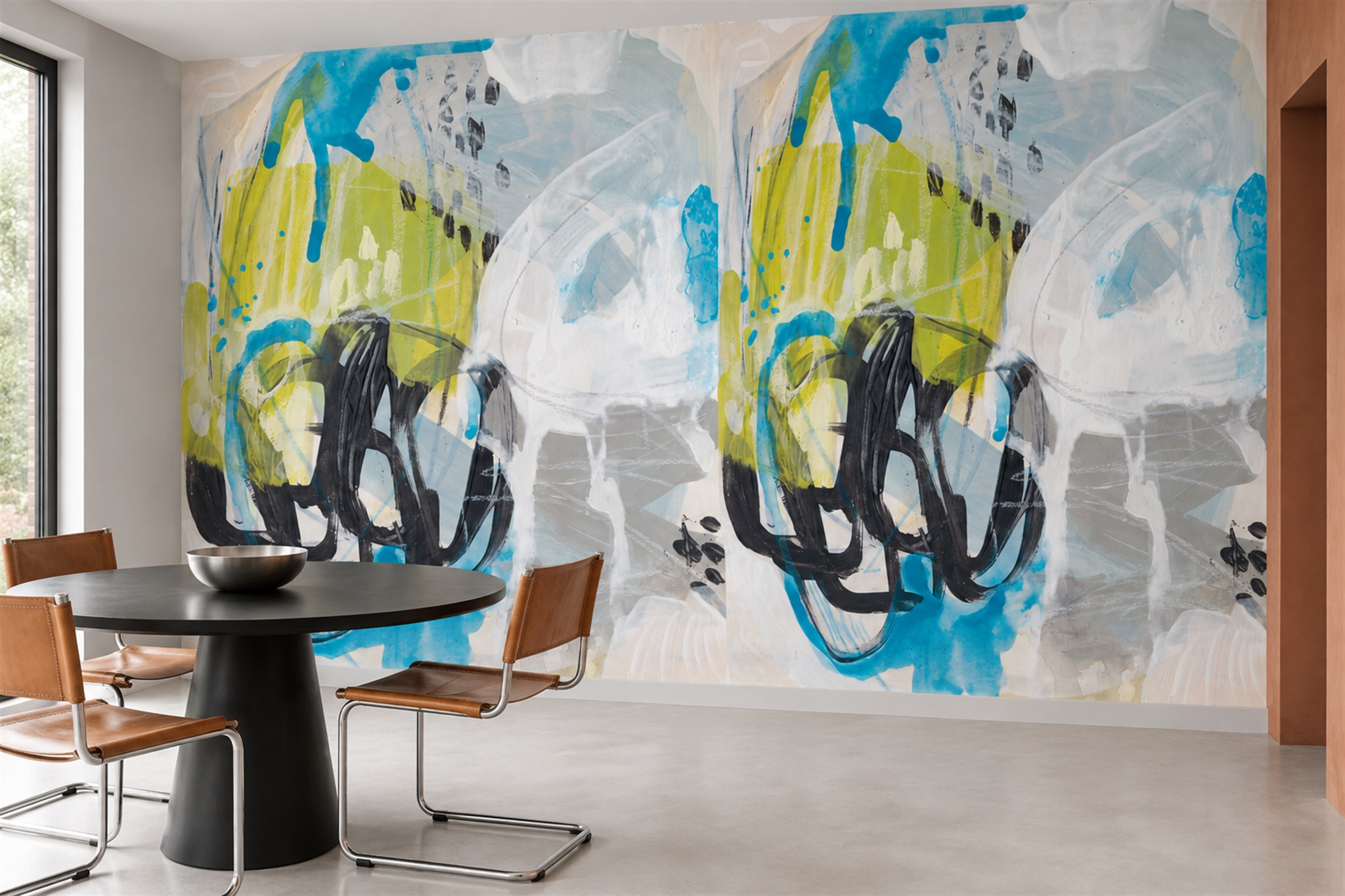 Blue Pattern Decorative Wallpaper Mural Layered Surface Rhythm Wallpaper Accent-wall-wallpaper-murals, Peel-and-stick Finish