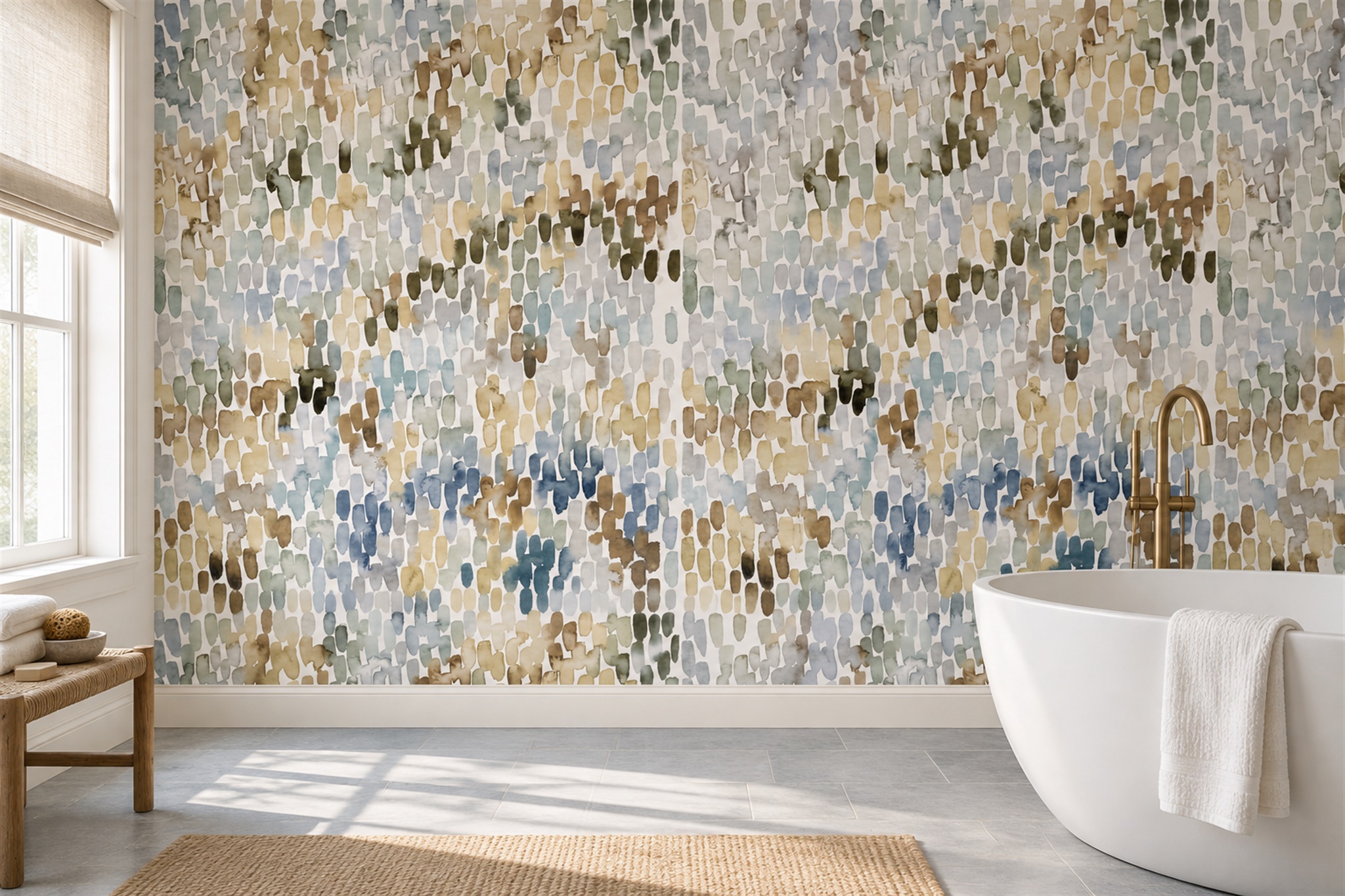 Grey Pattern Decorative Wallpaper Mural Layered Atmospheric Wallpaper Bathroom-wallpaper-murals, Peel-and-stick Finish