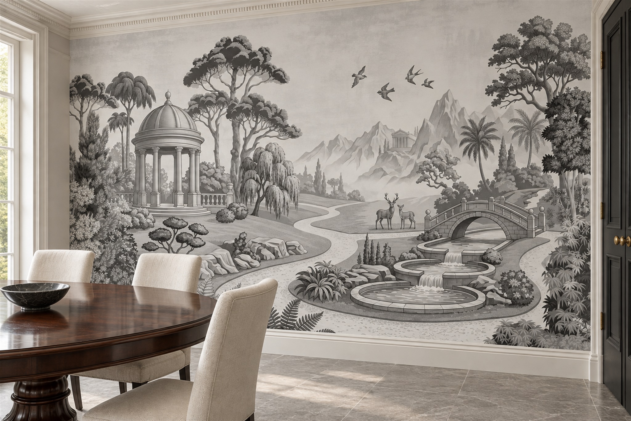 Grey Landscape Scenic Decorative Wallpaper Mural Accent-wall-wallpaper-murals, Peel-and-stick Finish