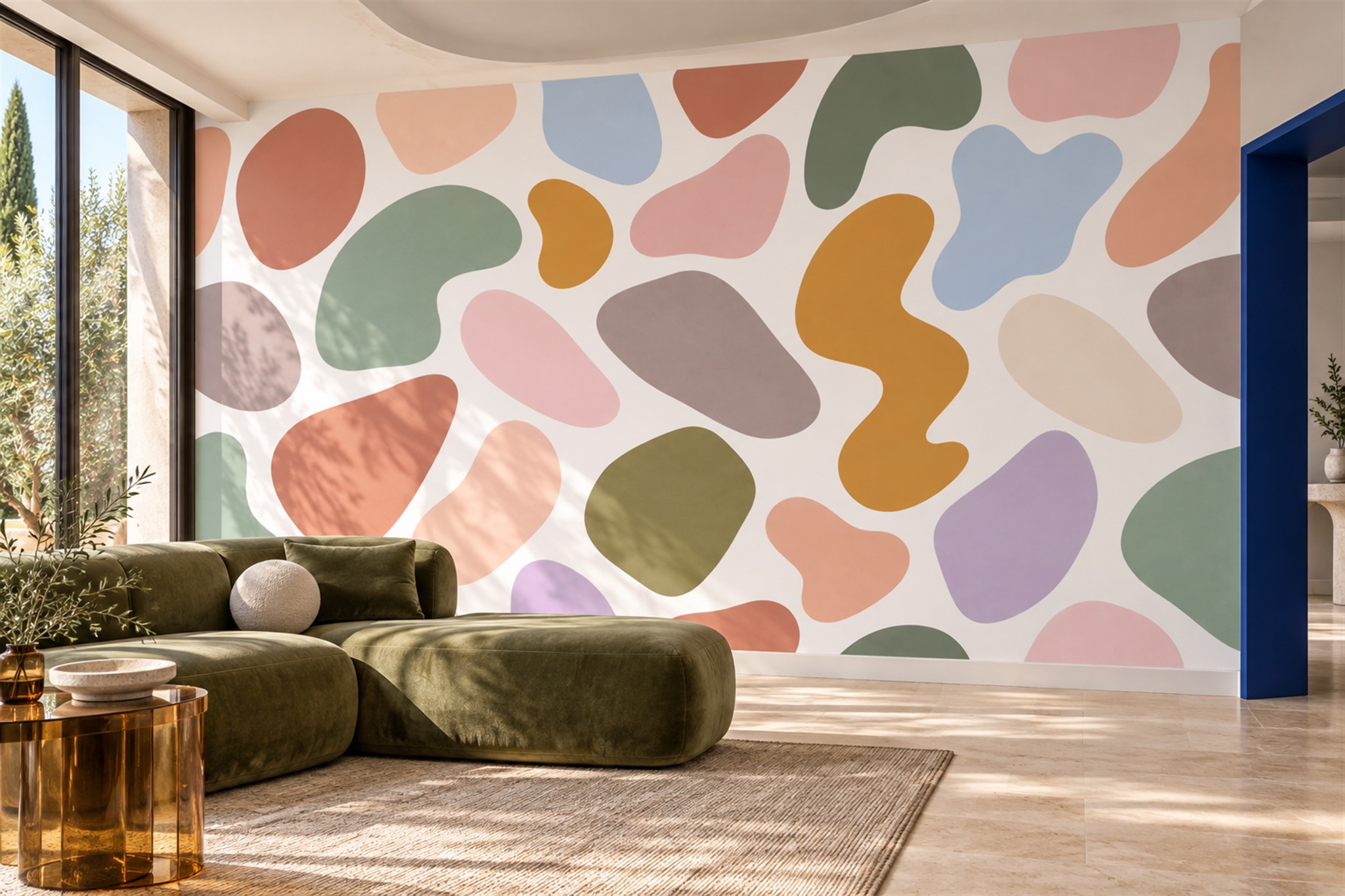 Pastel Organic Shape Wallpaper Mural — Wallpaper Mural Design, Peel-and-stick Finish