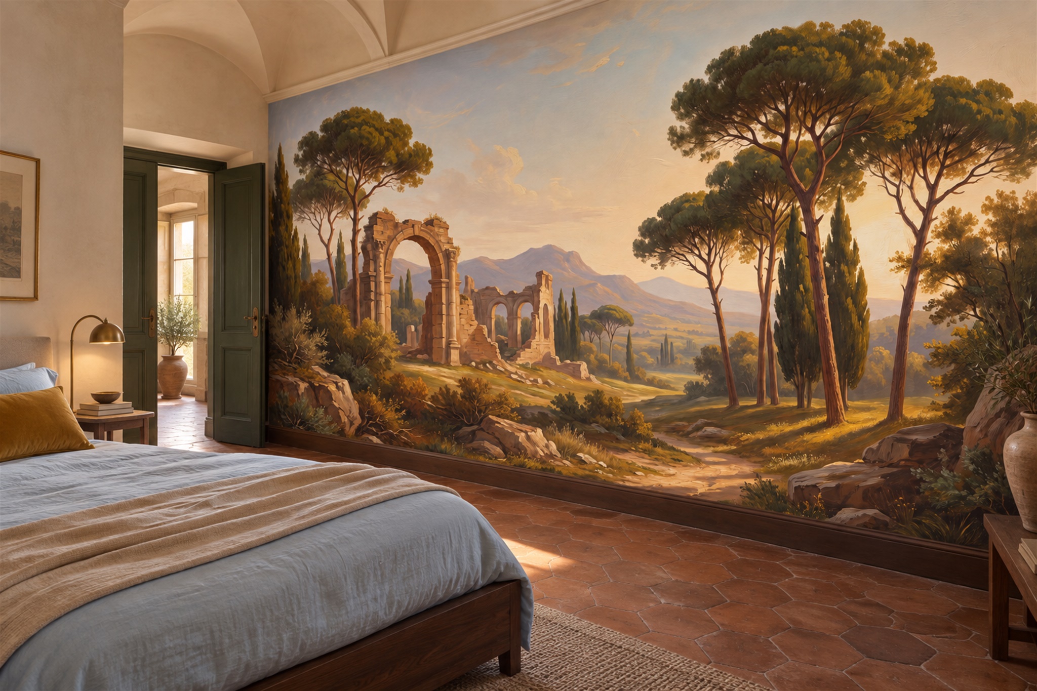 Gold Pattern Decorative Wallpaper Mural Layered Detail Wallpaper Mural Bedroom-wallpaper-murals, Peel-and-stick Finish