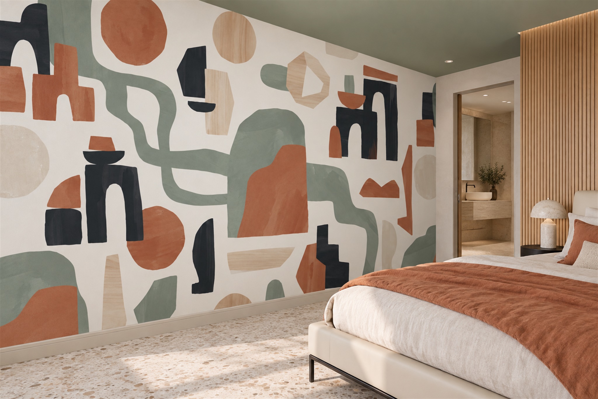 Rust Shaped Abstract Wallpaper Mural Bedroom-wallpaper-murals, Peel-and-stick Finish