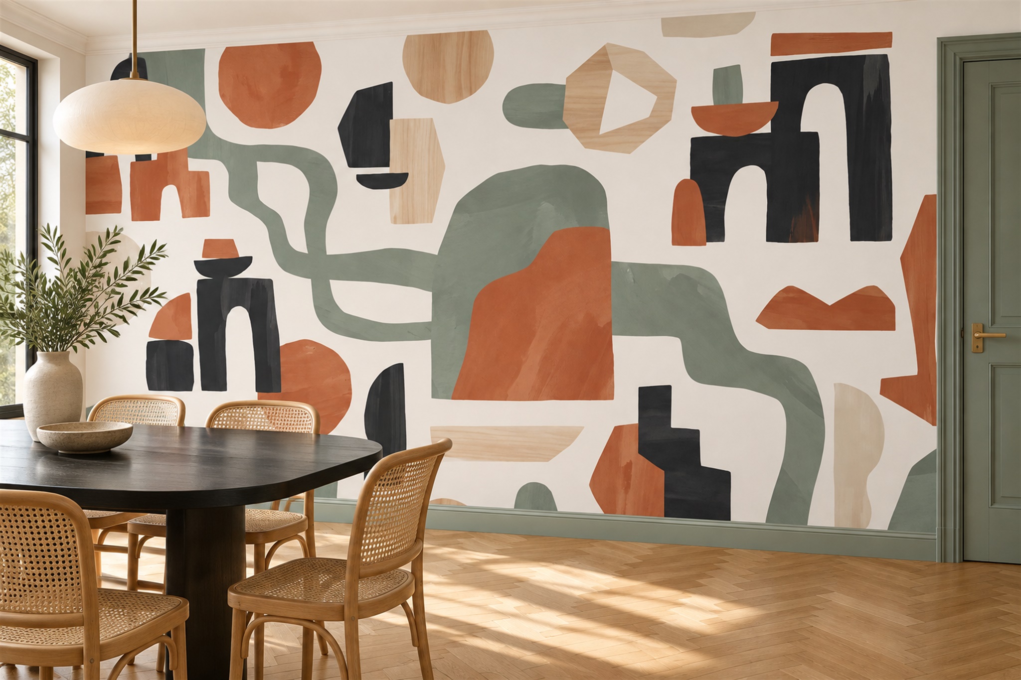 Rust Shaped Abstract Wallpaper Mural Feature-wall-wallpaper-murals, Peel-and-stick Finish