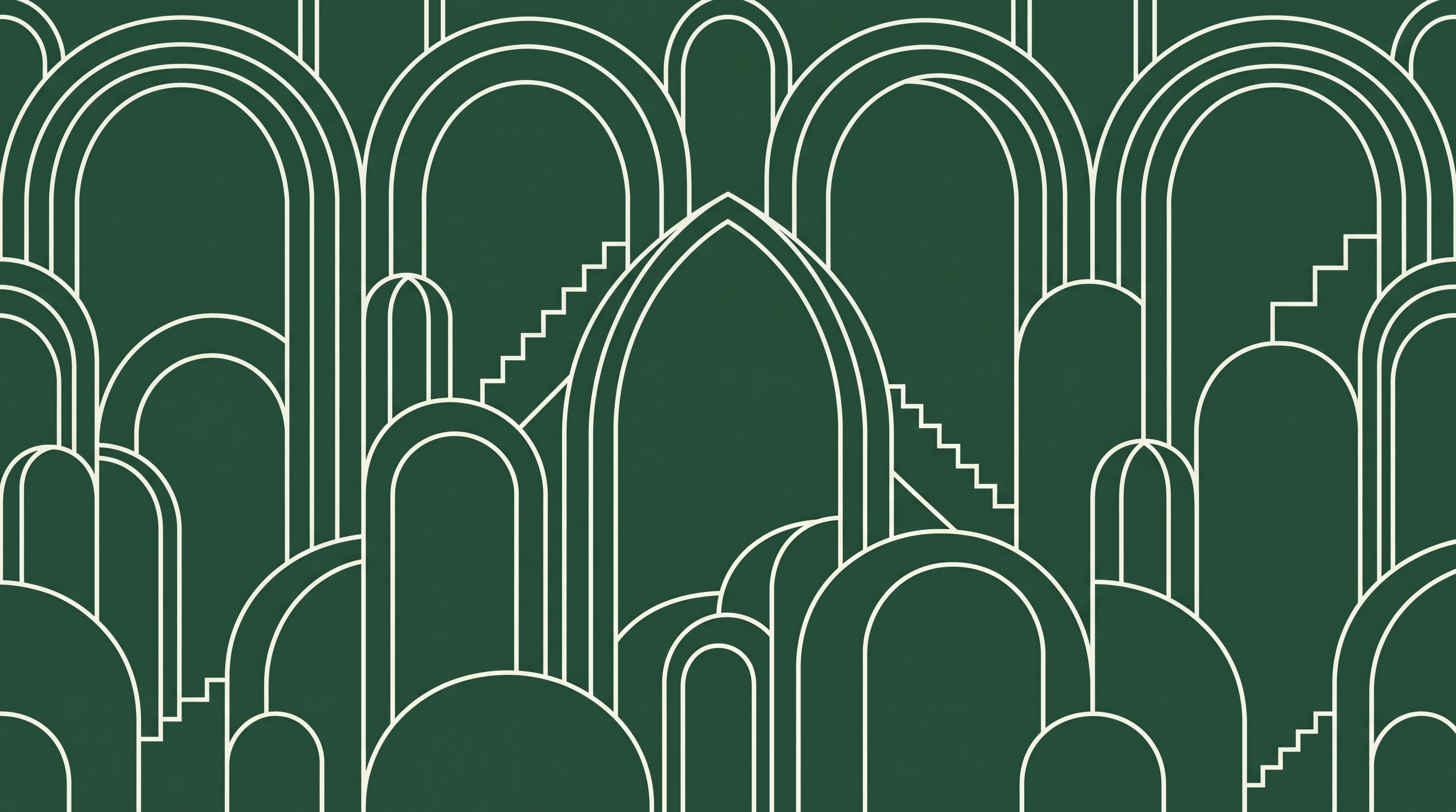 Green Arched Abstract Wallpaper Mural, Peel-and-stick Finish